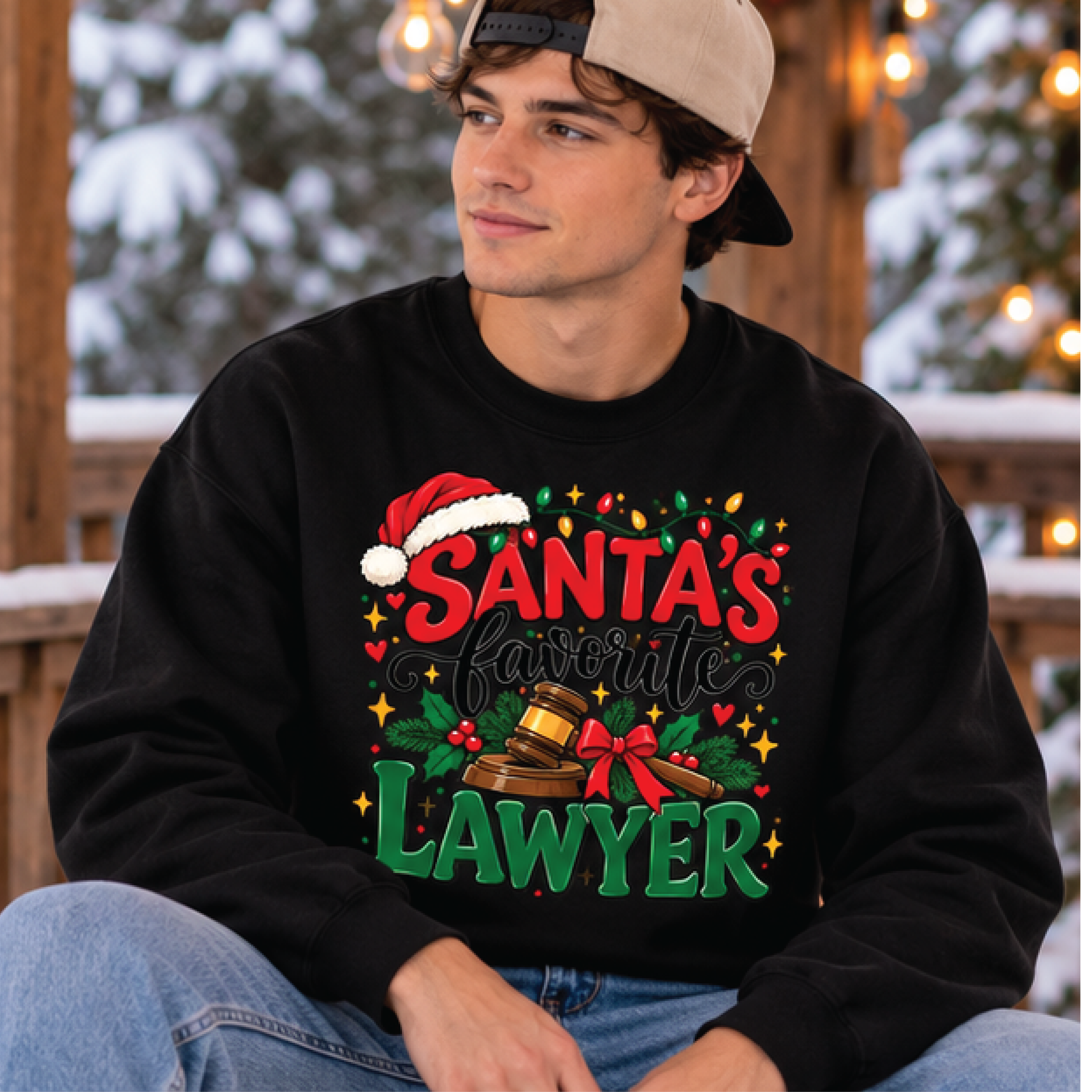 santa's favorite lawyer christmas sweatshirt, funny attorney holiday crewneck, festive legal christmas gift, xmas lawyer
