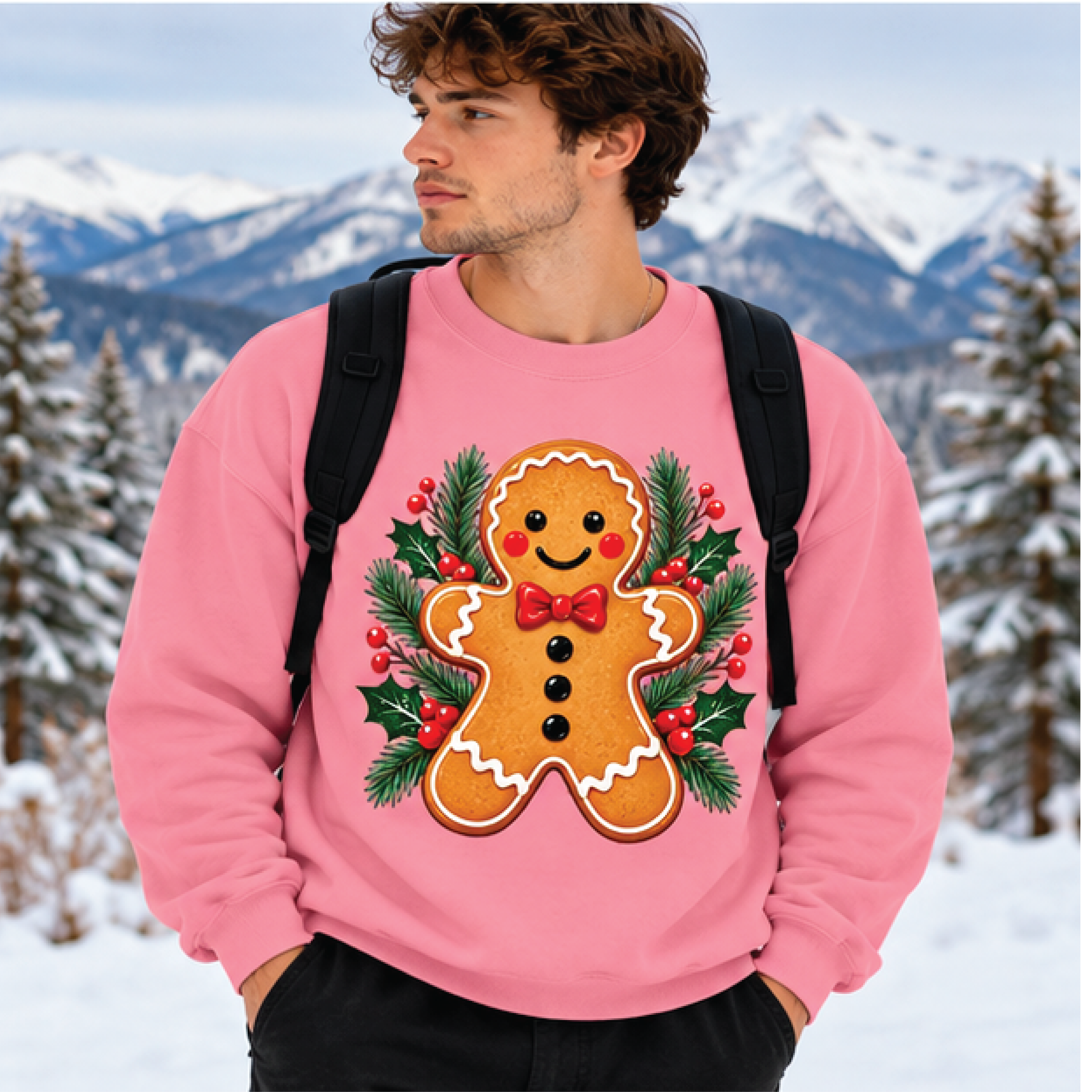 christmas gingerbread man sweatshirt, cute gingerbread cookie crewneck, festive holiday sweater, cozy winter christmas