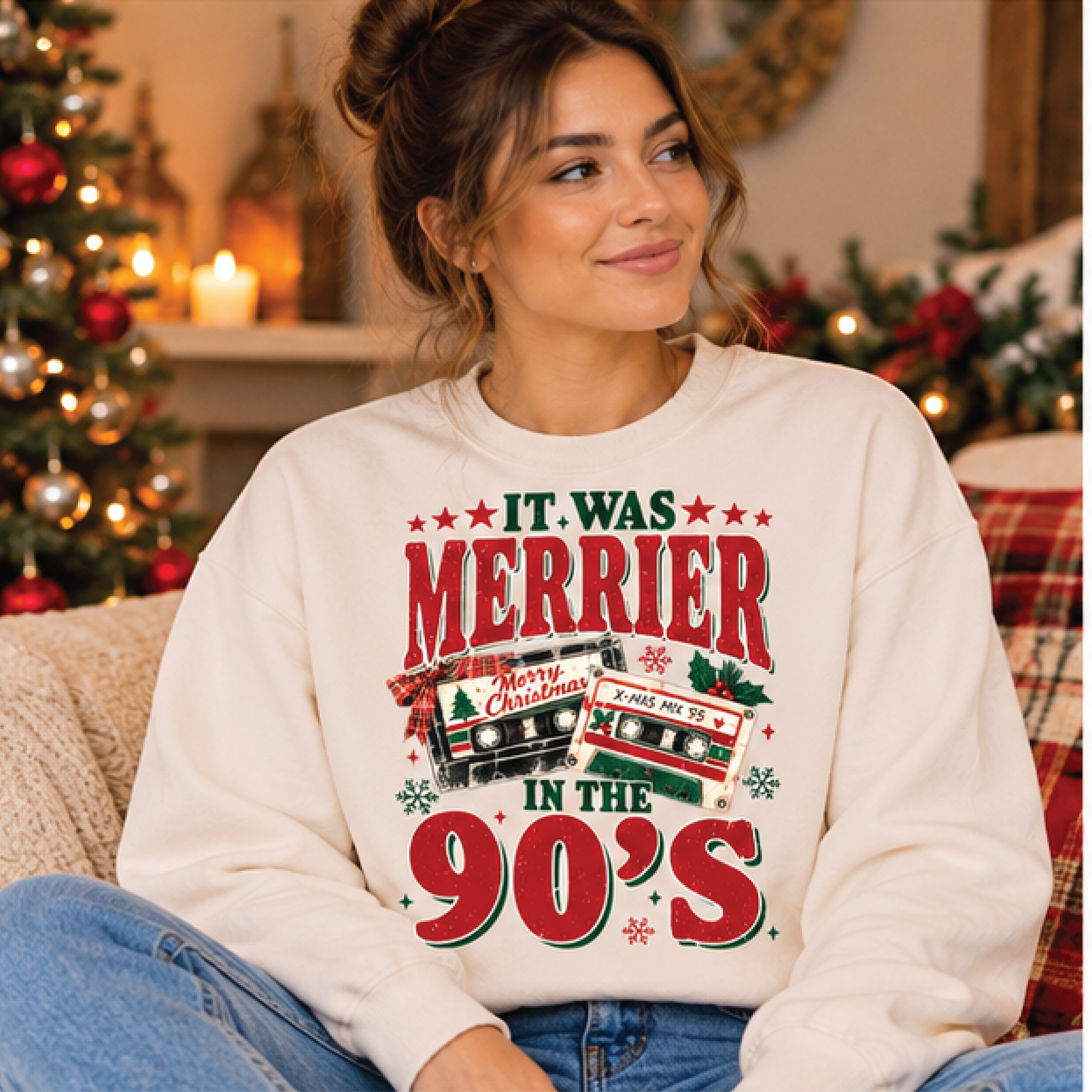 it was merrier in the 90s sweatshirt, retro christmas crewneck, vintage 90s holiday sweater, nostalgic christmas gift