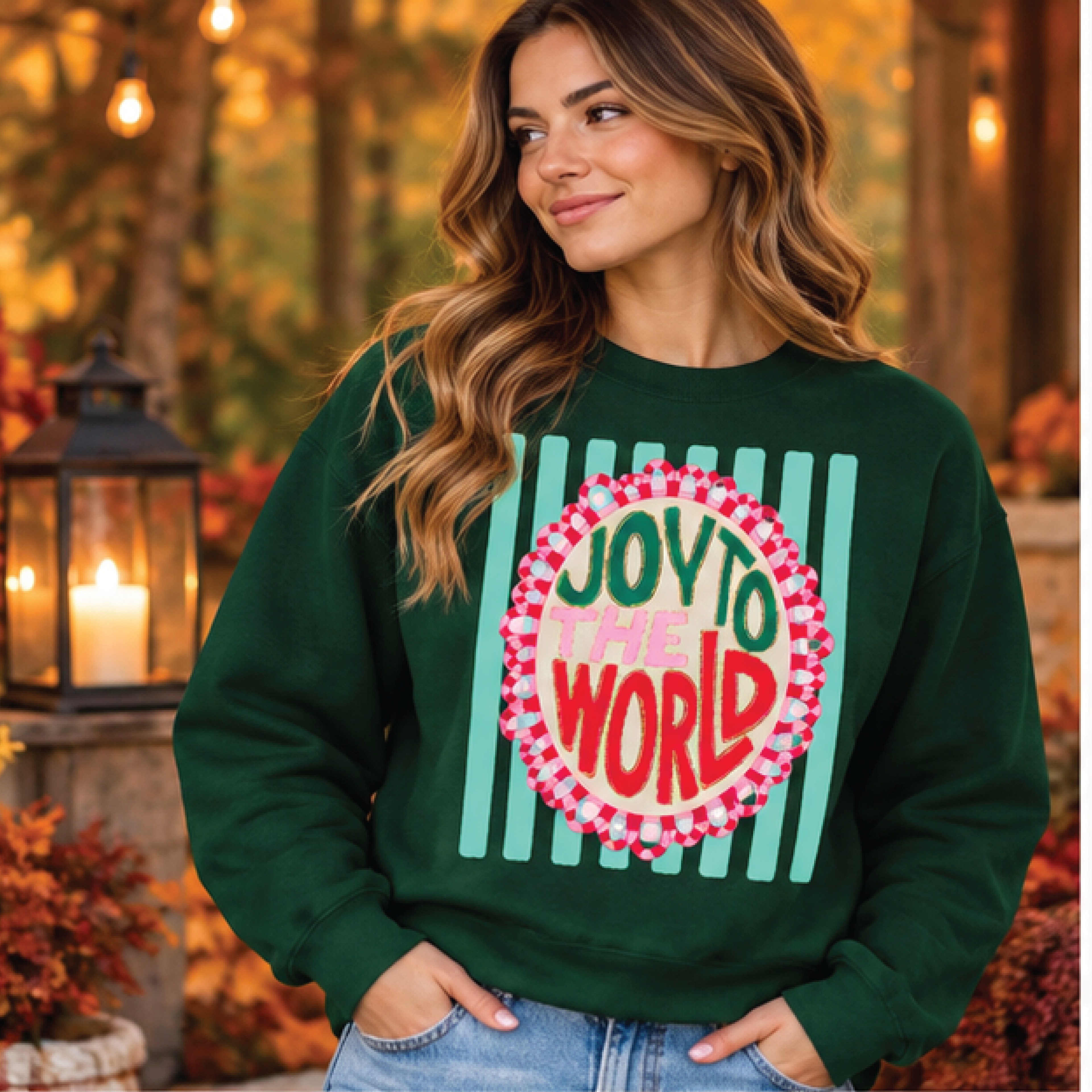 joy to the world christmas sweatshirt, retro holiday graphic crewneck, pink checkered christmas sweater, festive gift
