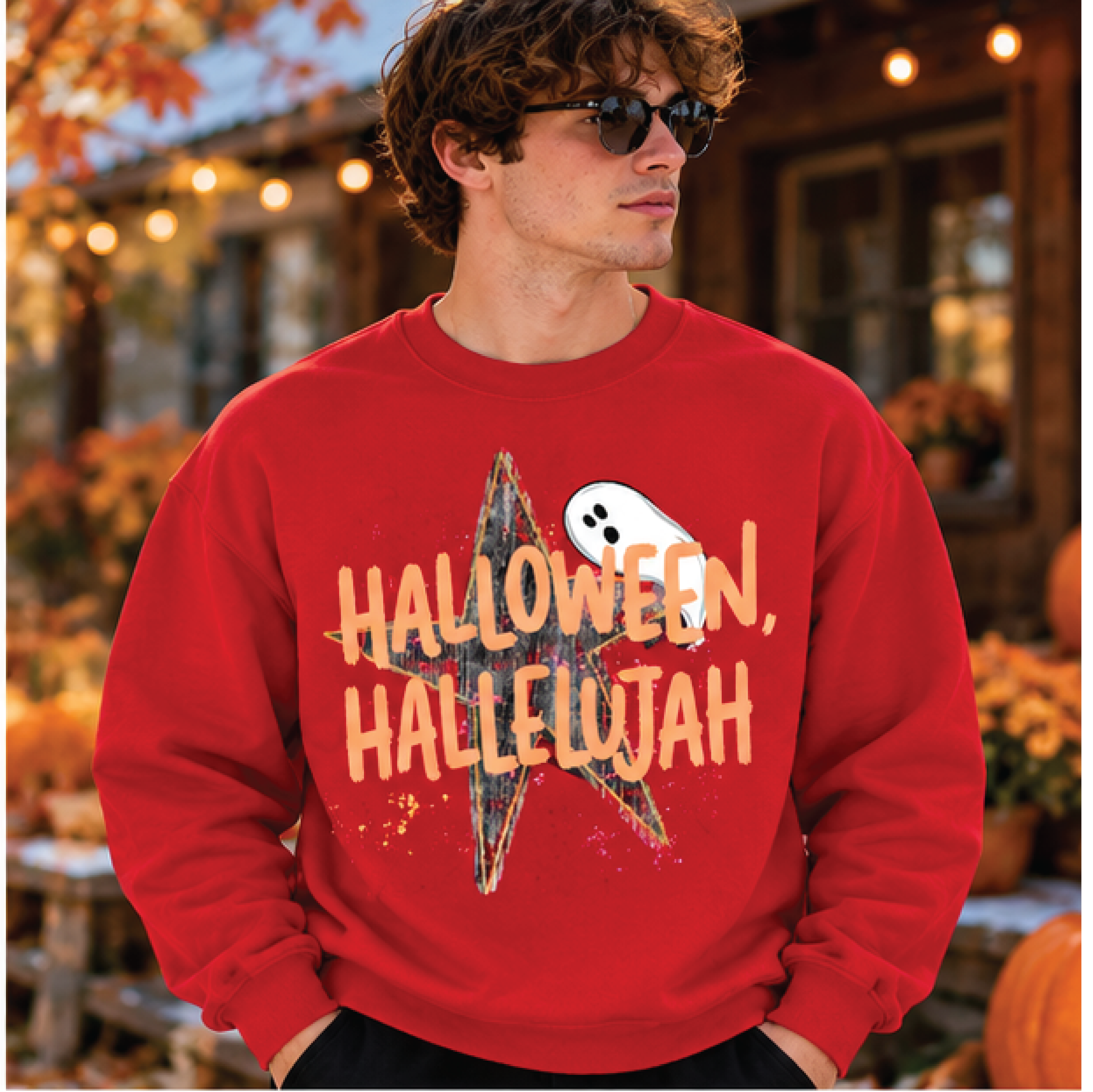 halloween hallelujah sweatshirt, funny ghost halloween crewneck, spooky fall graphic sweater, retro halloween shirt