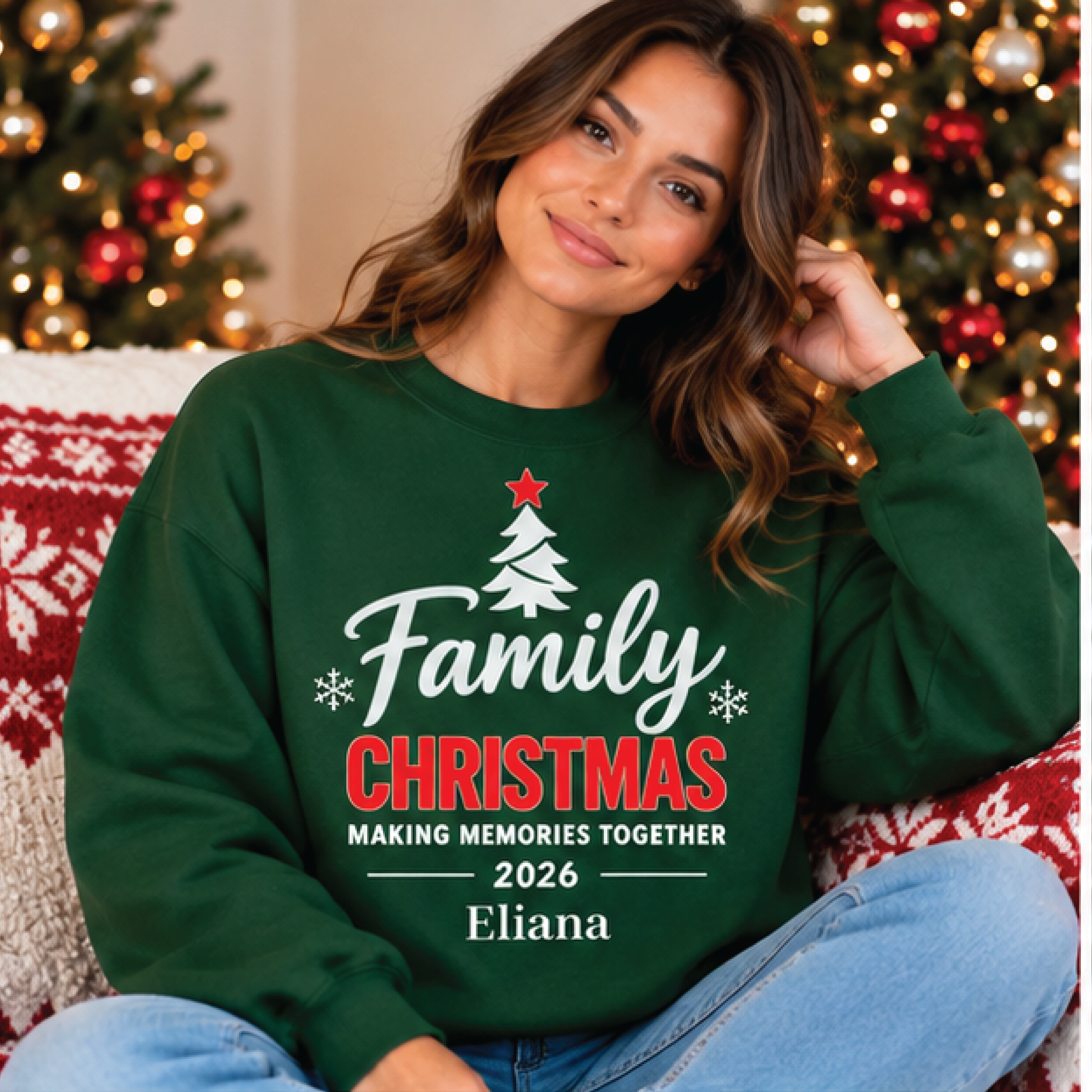 personalized family christmas 2026 sweatshirt, custom name holiday crewneck, matching family xmas sweater, christmas