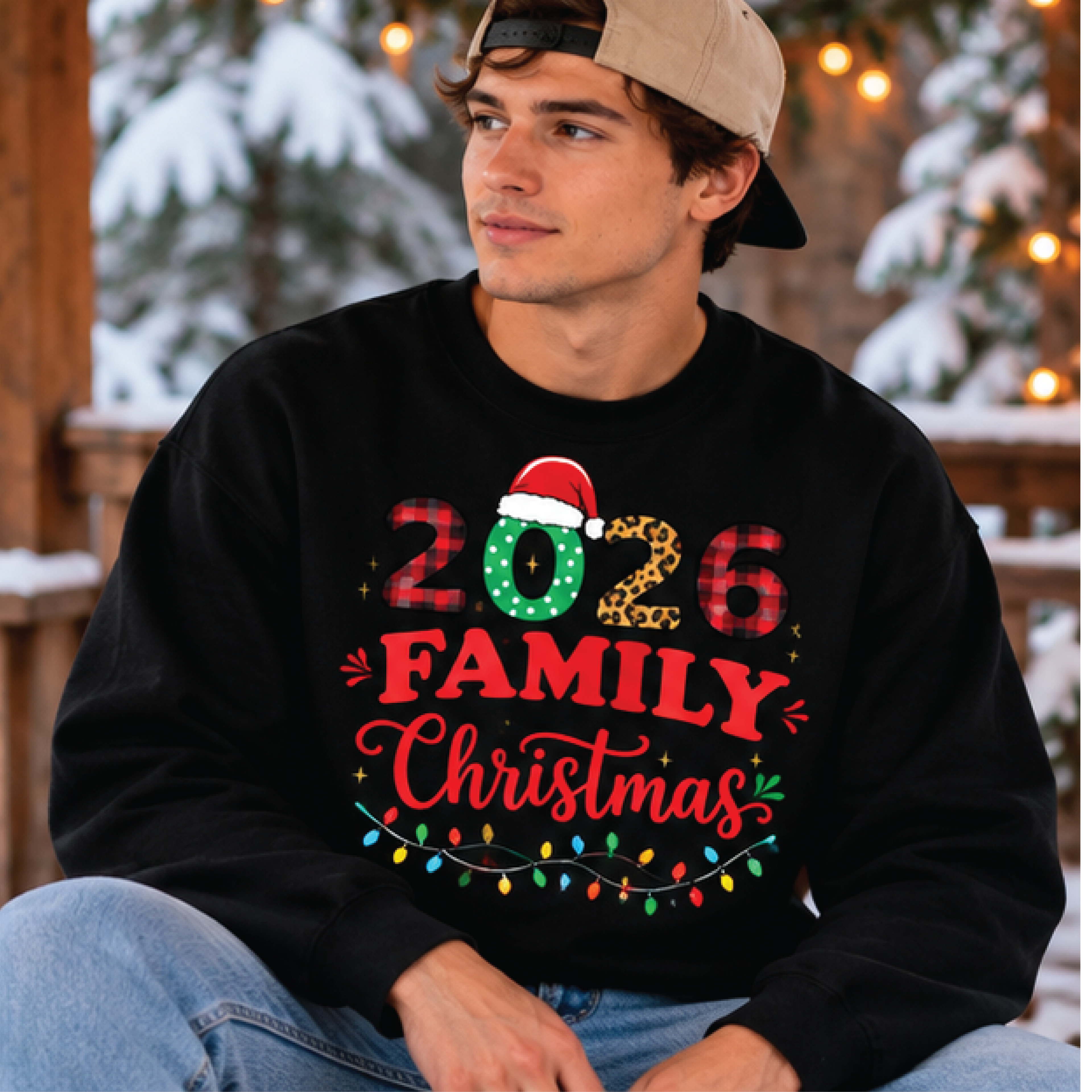 family christmas 2026 sweatshirt, retro leopard print holiday crewneck, matching family xmas sweater, christmas gift