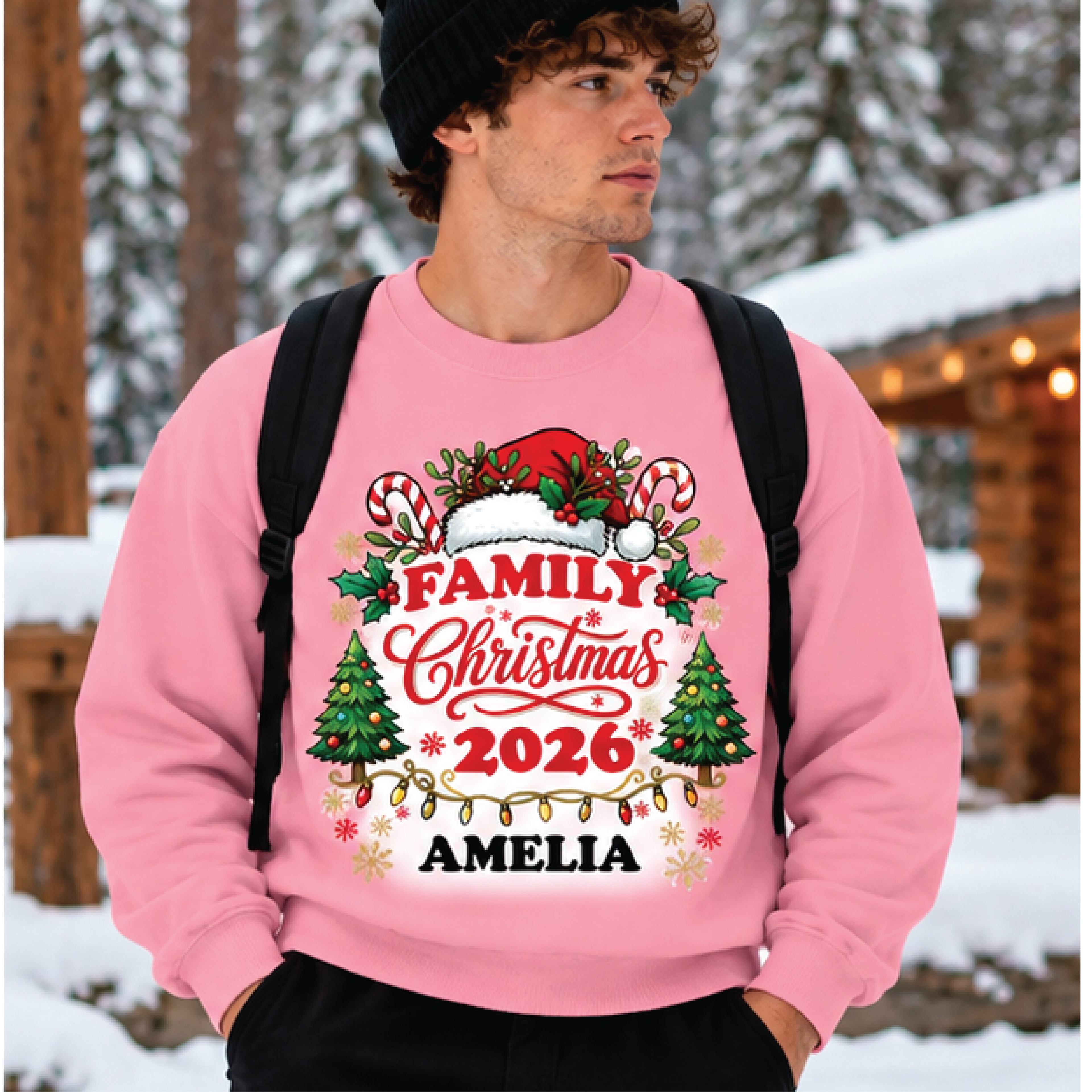 personalized family christmas 2026 sweatshirt, custom name holiday crewneck, matching family xmas sweater, festive