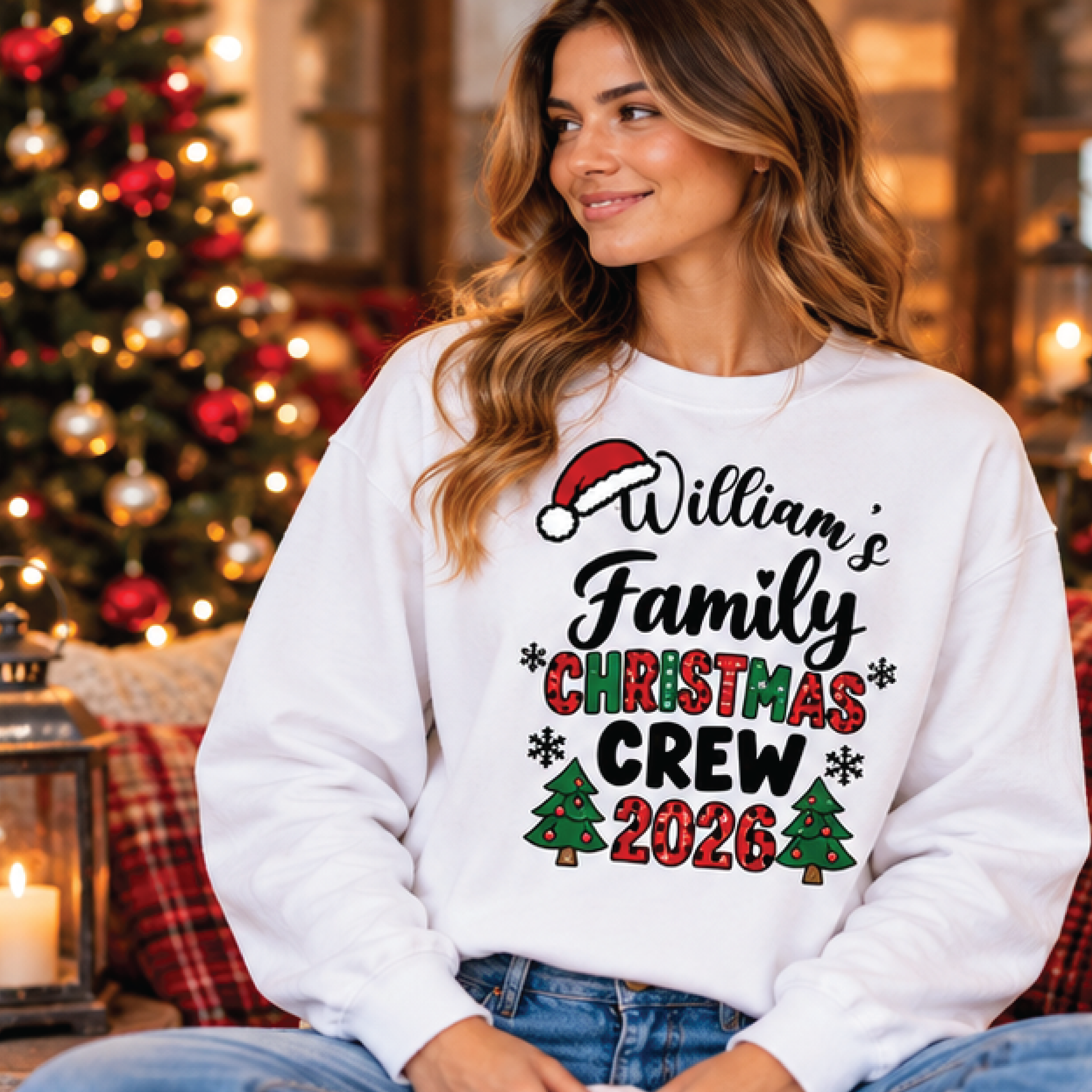 personalized family christmas crew 2026 sweatshirt, custom last name xmas sweater, matching family holiday gift, santa