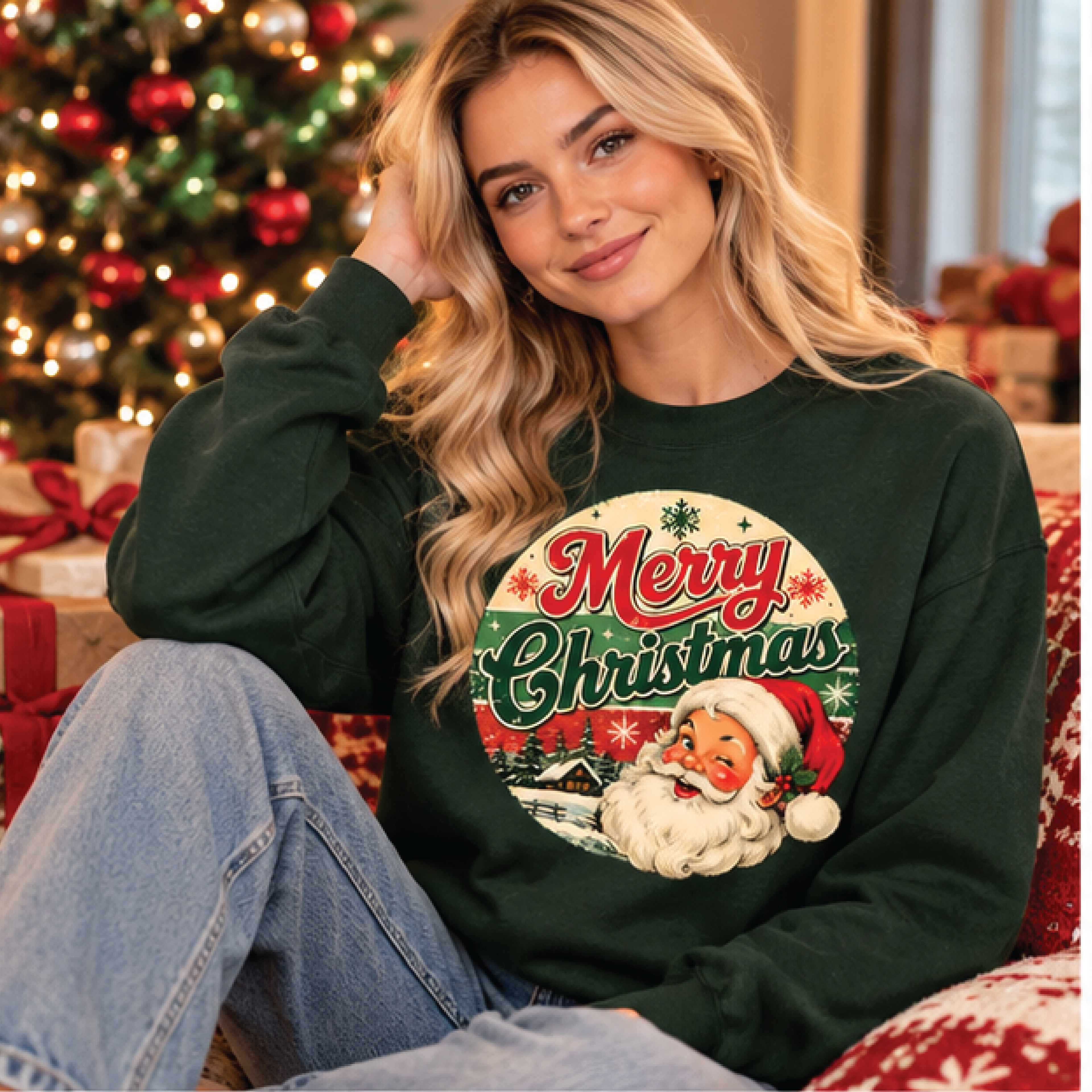 vintage santa christmas sweatshirt, retro merry christmas sweater, classic santa claus holiday pullover, unisex adult