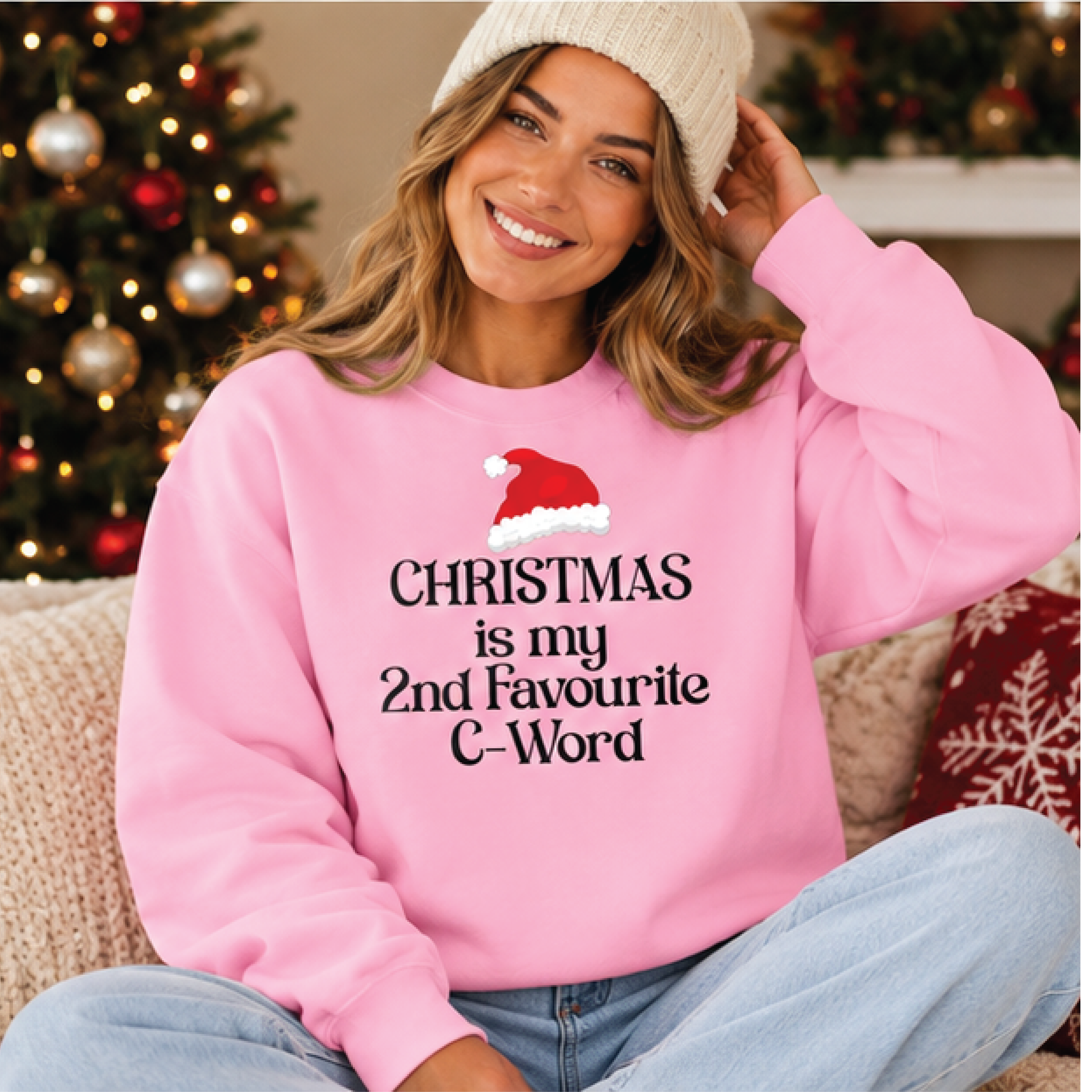 christmas is my 2nd favourite c word sweatshirt, funny adult christmas crewneck, sarcastic holiday quote, unisex xmas