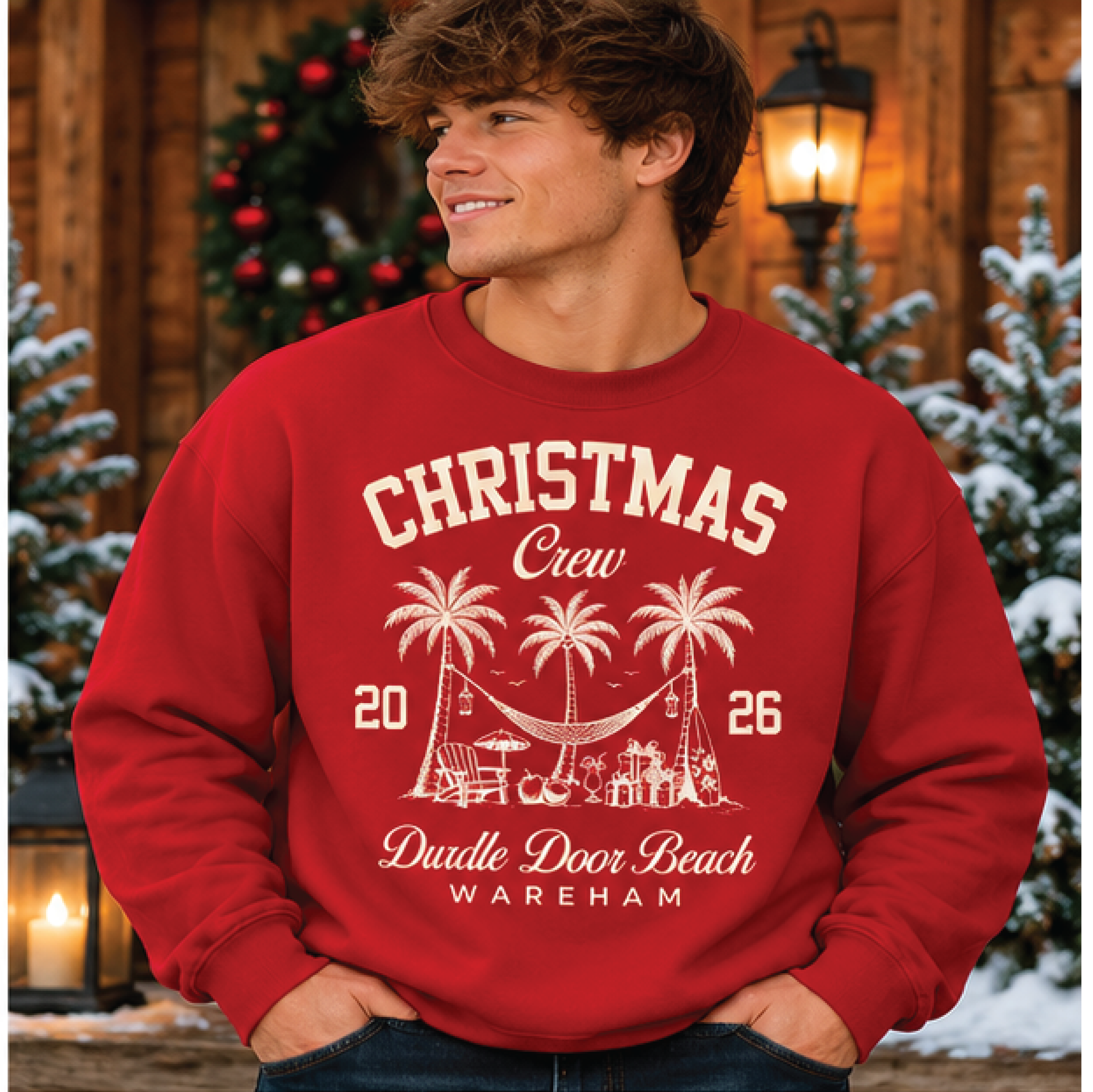 christmas crew 2026 sweatshirt, durdle door beach wareham holiday graphic crewneck, coastal christmas vacation unisex