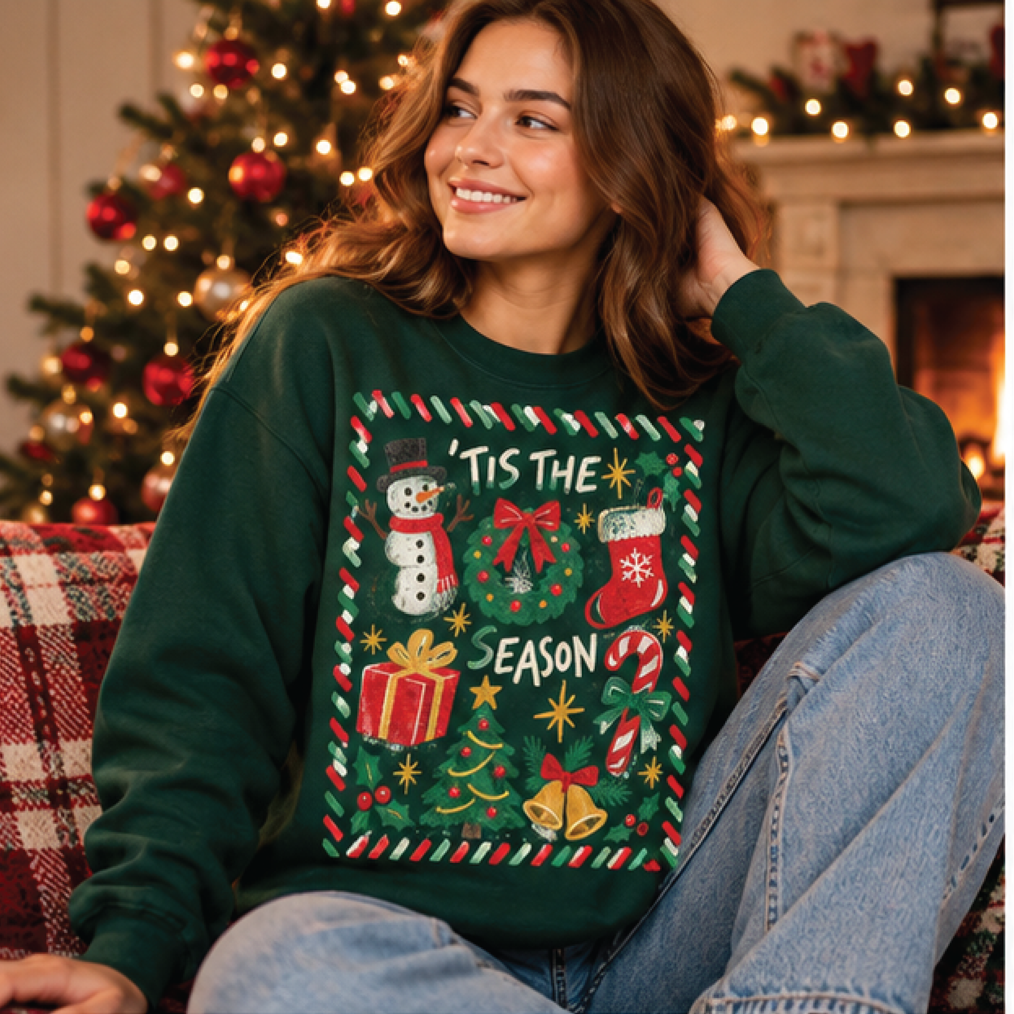 tis the season christmas sweatshirt, retro snowman holiday crewneck, festive xmas graphic sweater, unisex adult