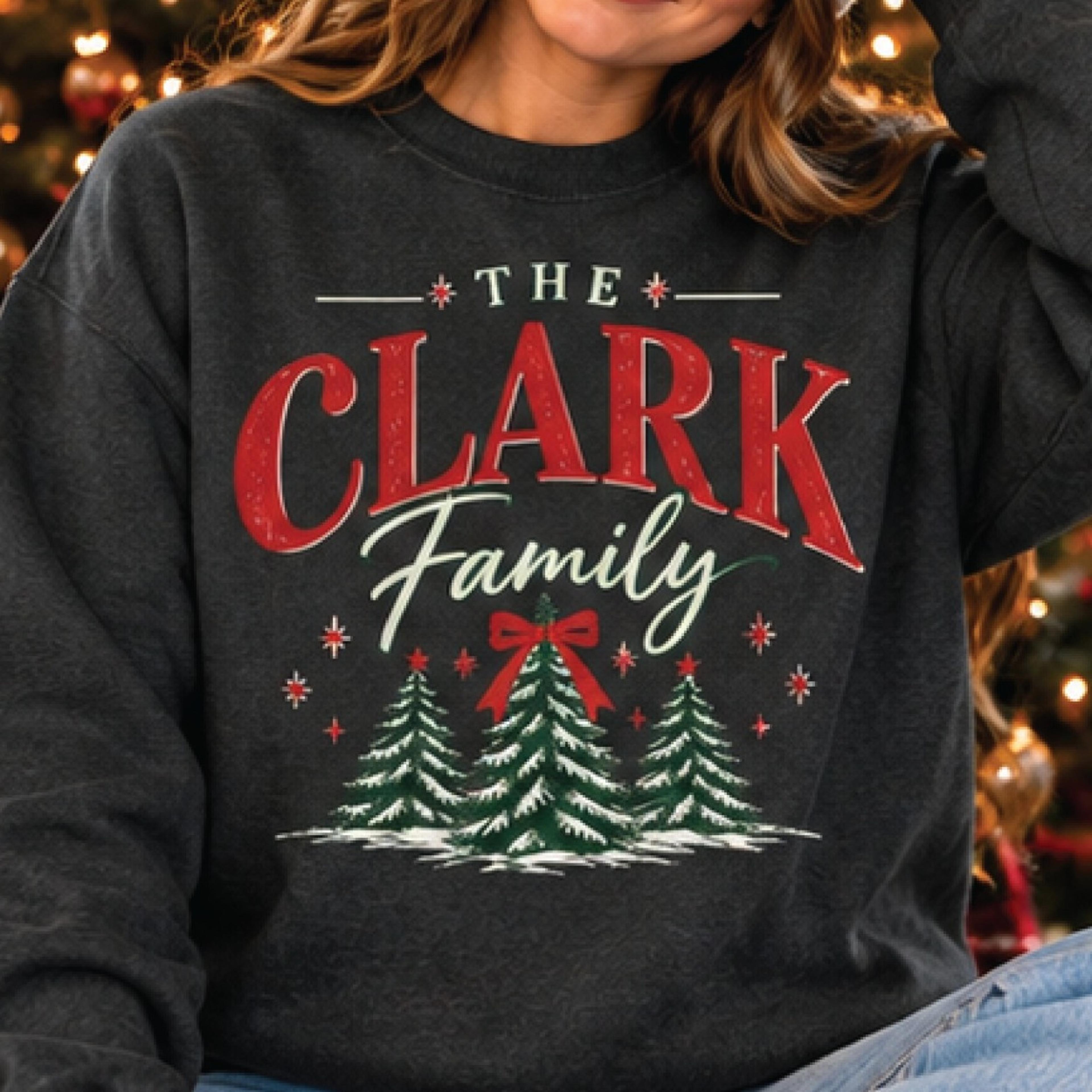 personalized family christmas sweatshirt, custom last name crewneck, vintage christmas tree sweatshirt, holiday family