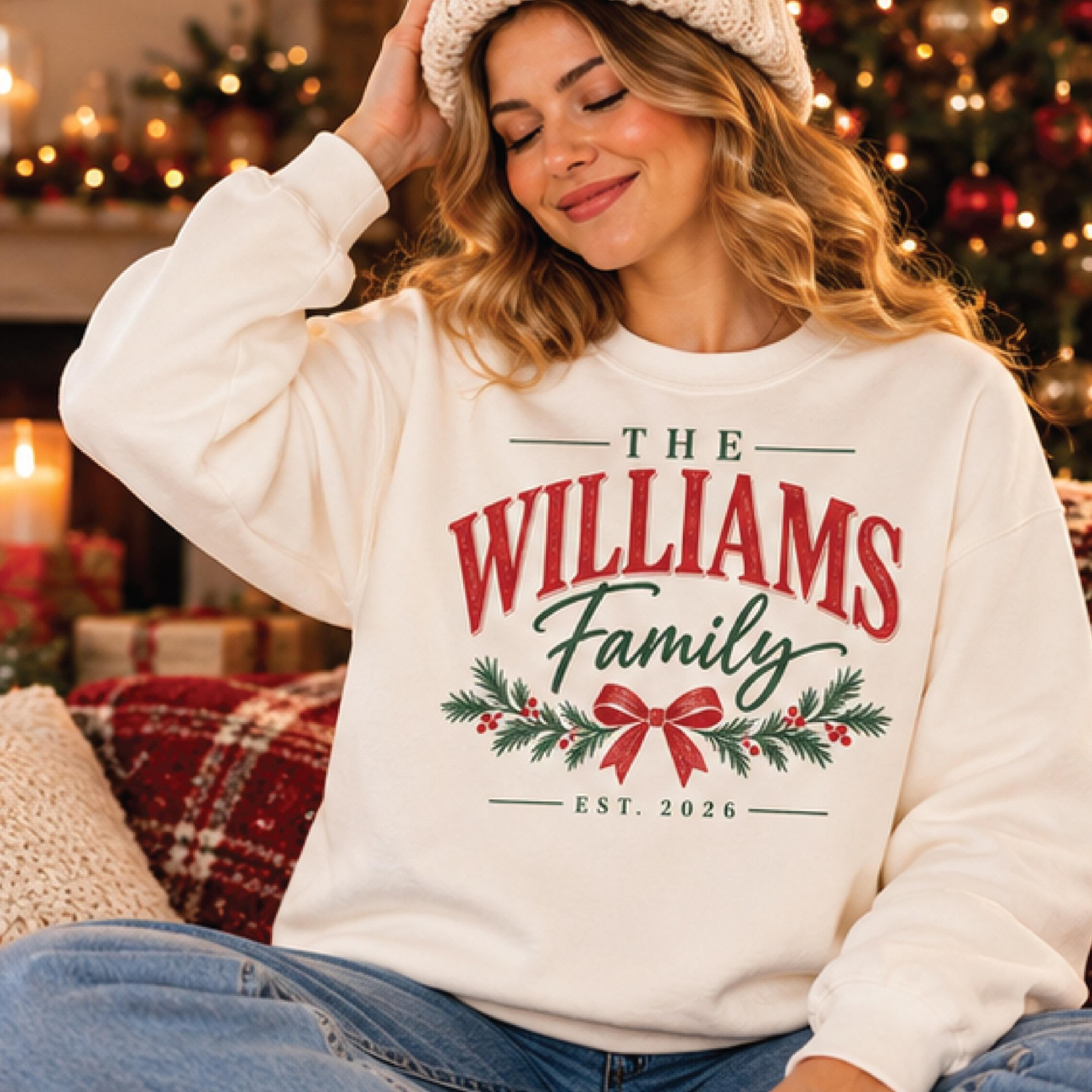 personalized family christmas sweatshirt, custom family name and year crewneck, vintage holiday sweatshirt, christmas
