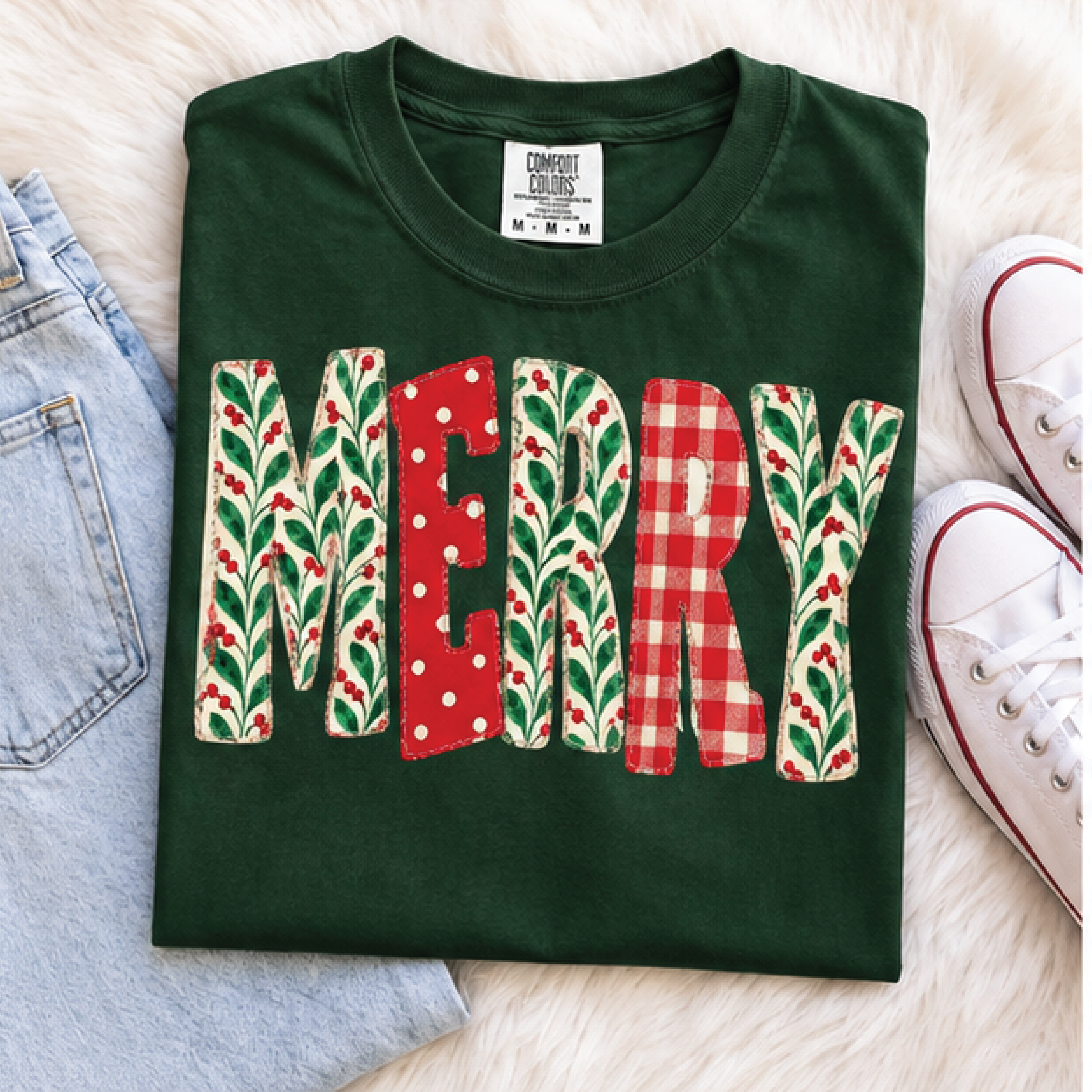 merry christmas sweatshirt, retro holly berry merry crewneck, red plaid christmas pullover, vintage holiday sweatshirt