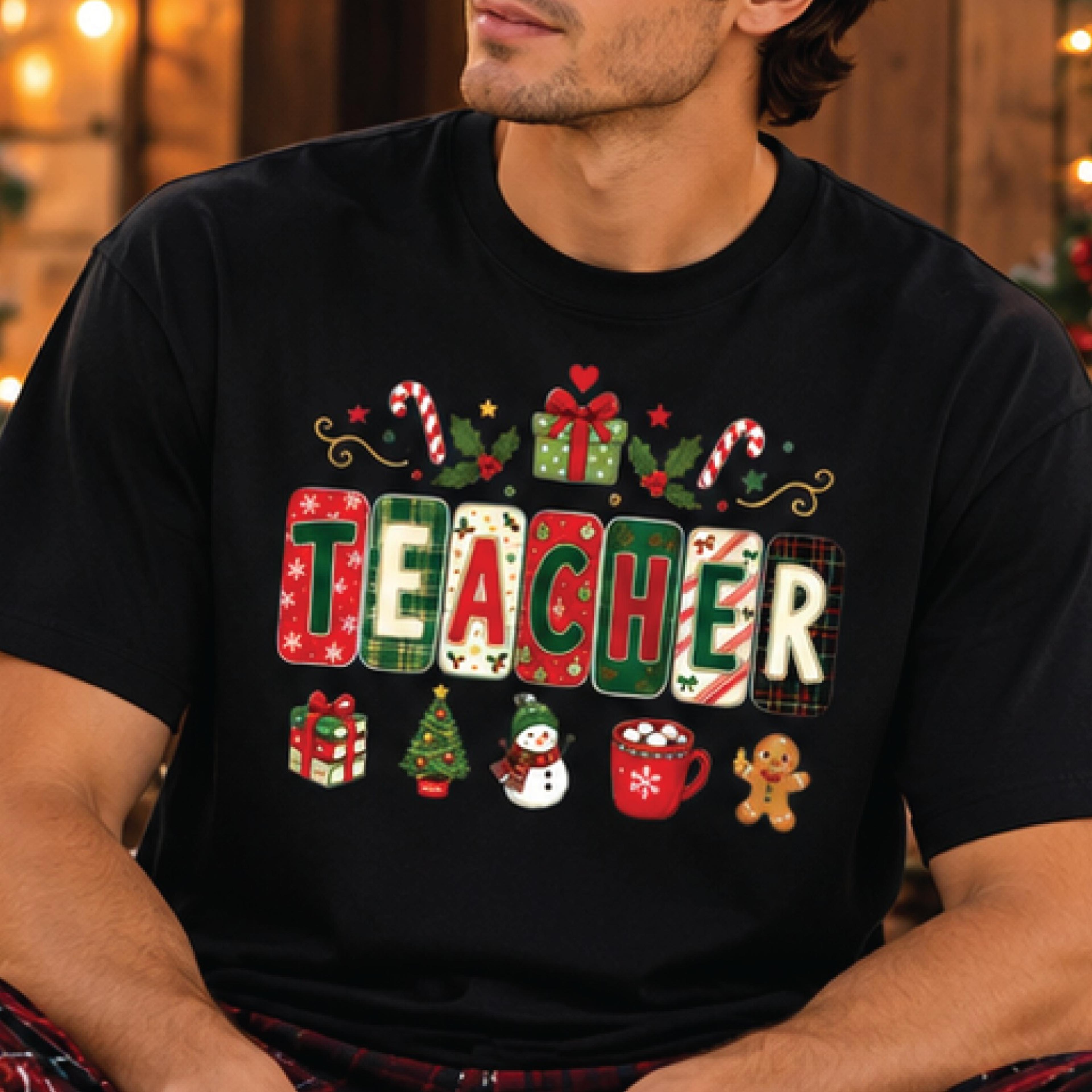 christmas teacher shirt, festive teacher graphic tee, cute holiday classroom t-shirt, christmas gift for teachers