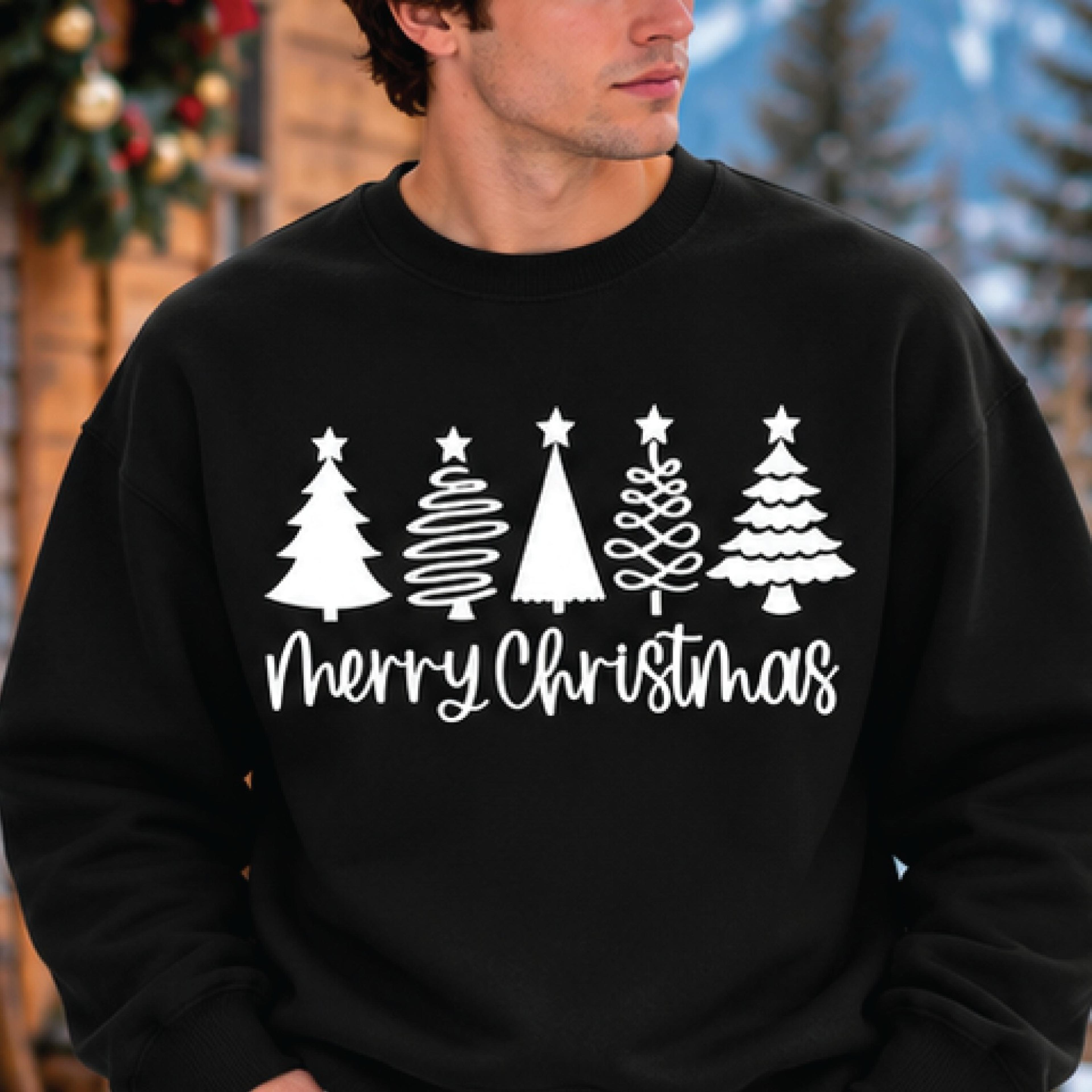 merry christmas sweatshirt, christmas tree crewneck, minimalist holiday graphic pullover, festive xmas gift, unisex