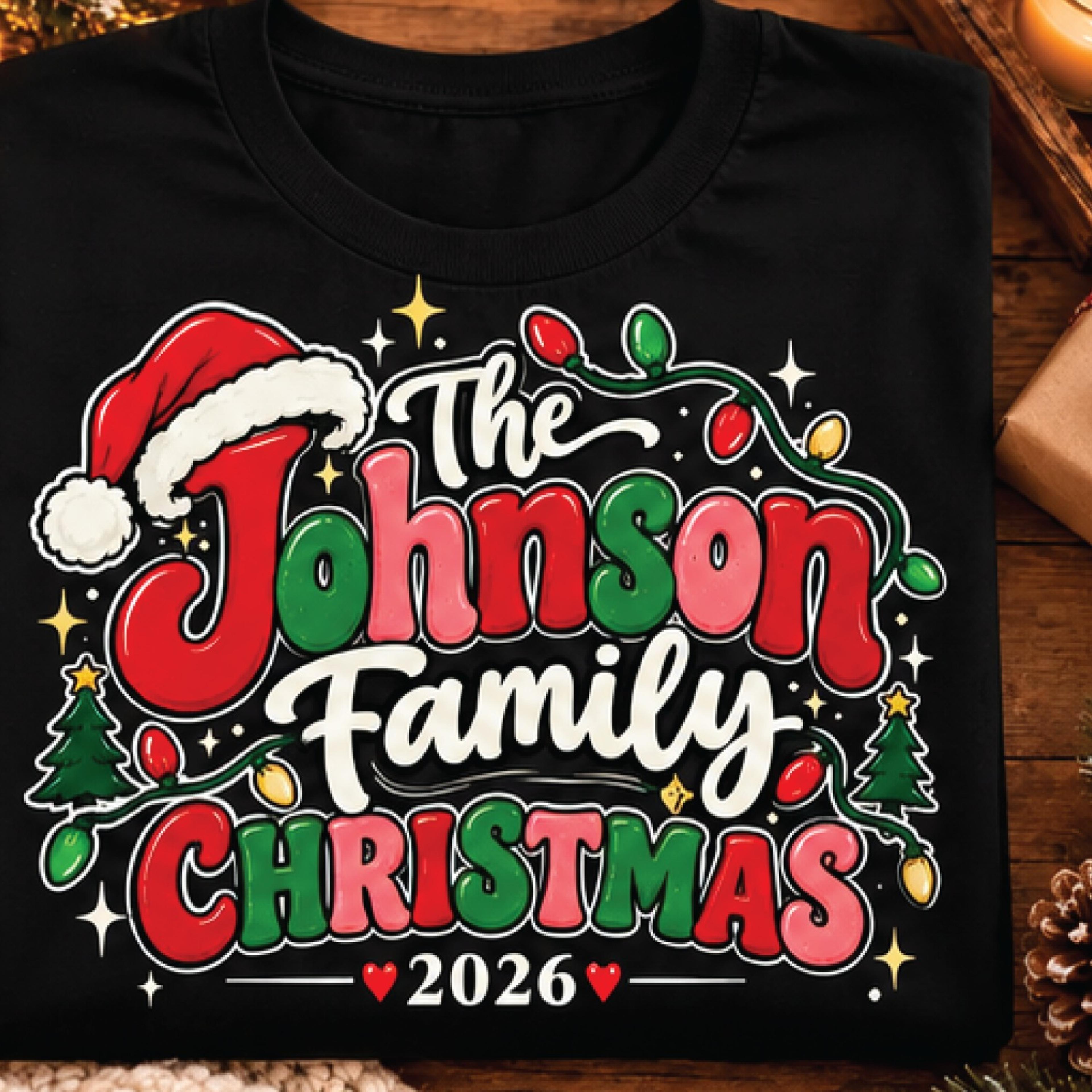 personalized family christmas shirt, custom last name christmas t-shirt, matching family holiday tee, christmas 2026