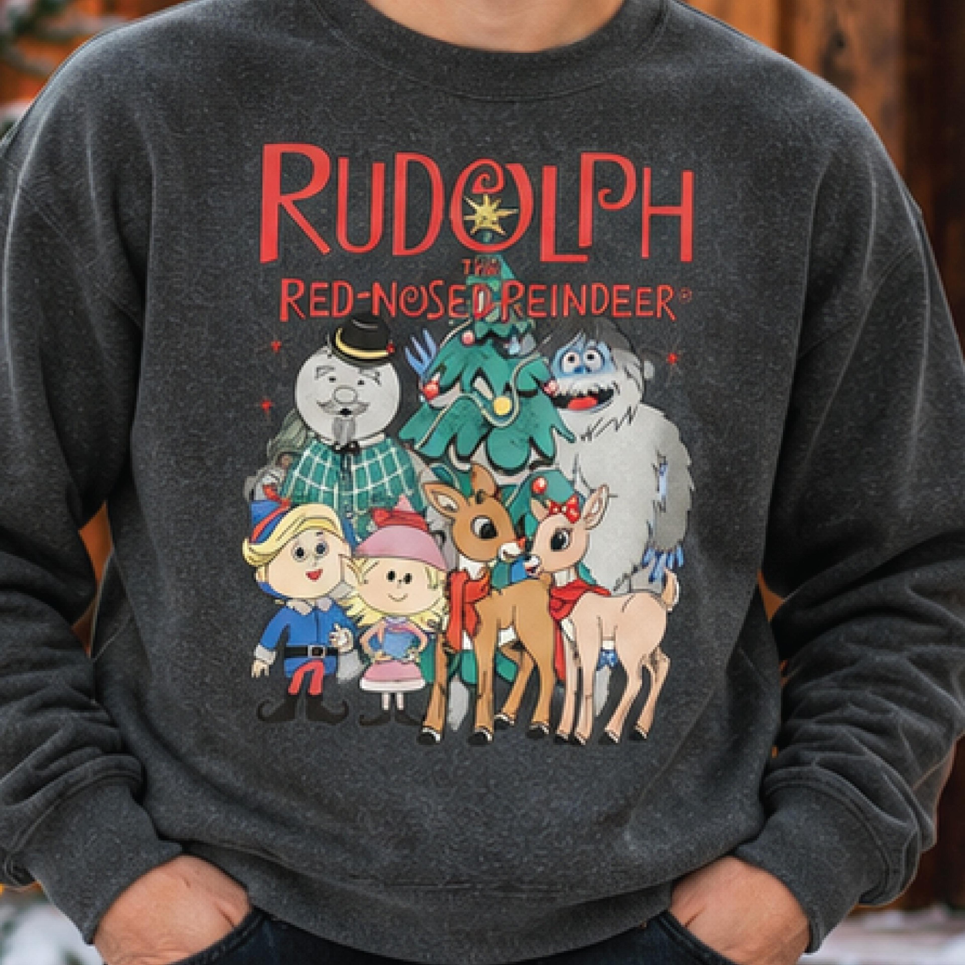 rudolph the red nosed reindeer christmas sweatshirt, vintage holiday character crewneck, retro christmas gift, unisex
