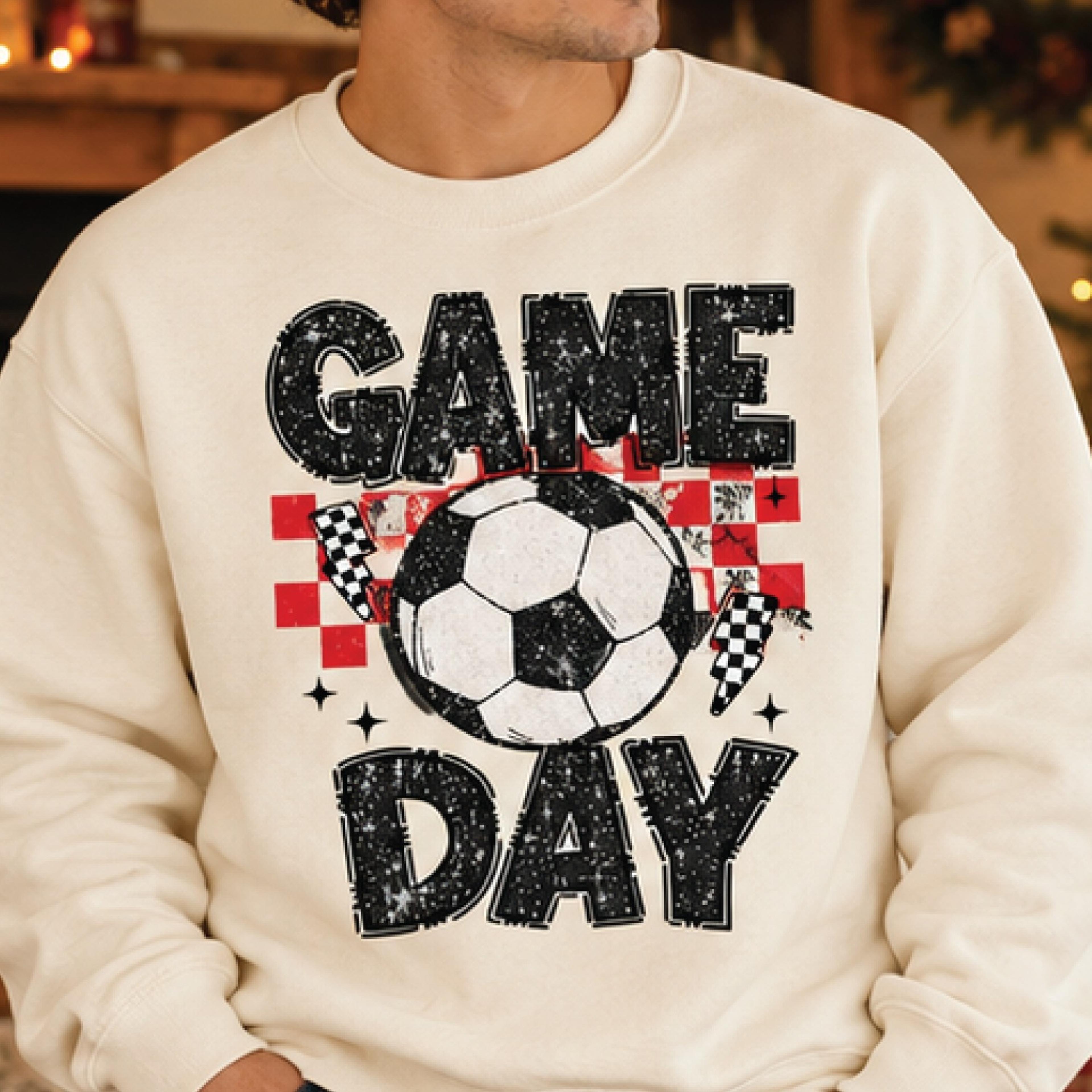 game day soccer sweatshirt, retro soccer ball crewneck, vintage football graphic pullover, unisex sports fan gift