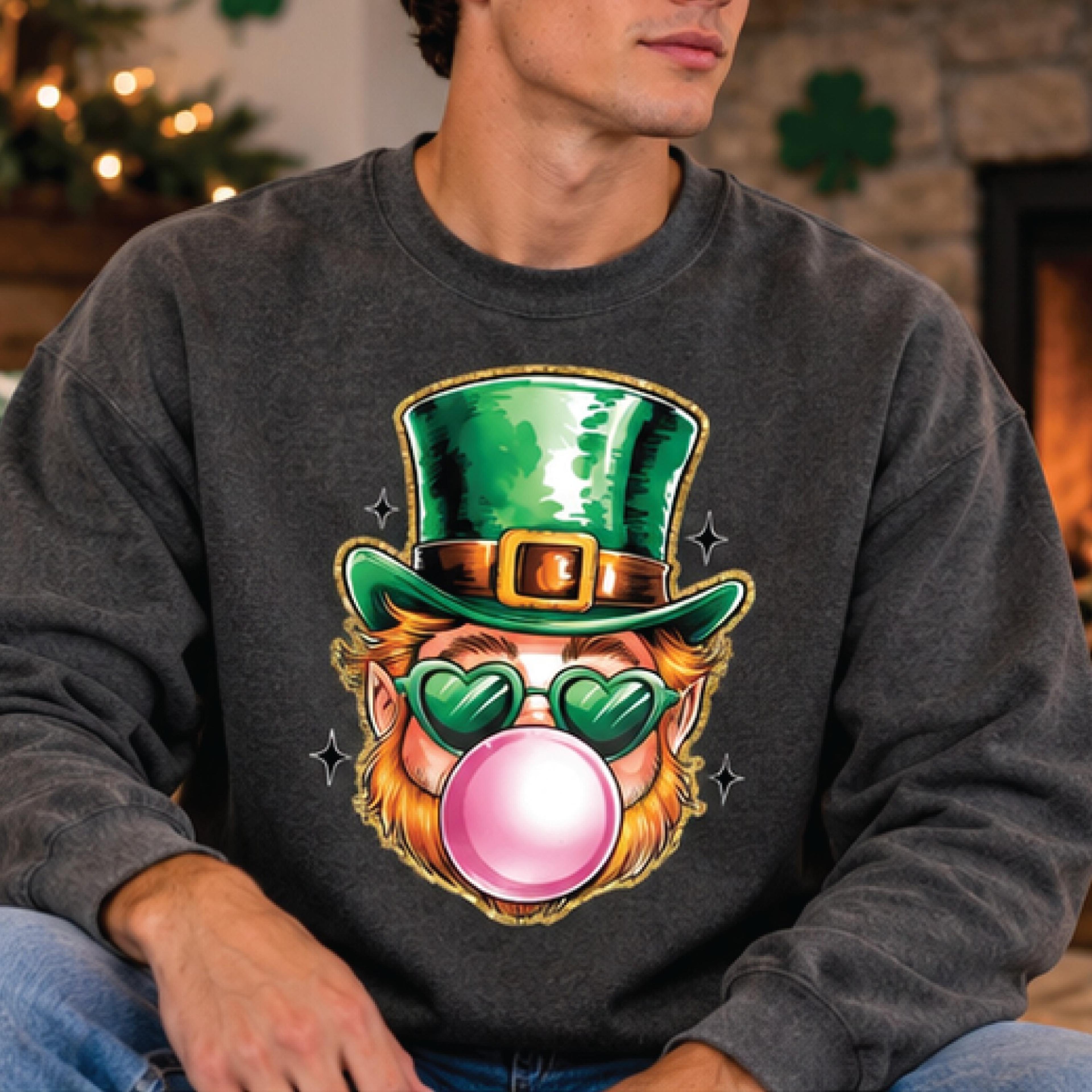 funny leprechaun sweatshirt, st patricks day graphic sweater, irish bubblegum leprechaun, shamrock unisex adult gift