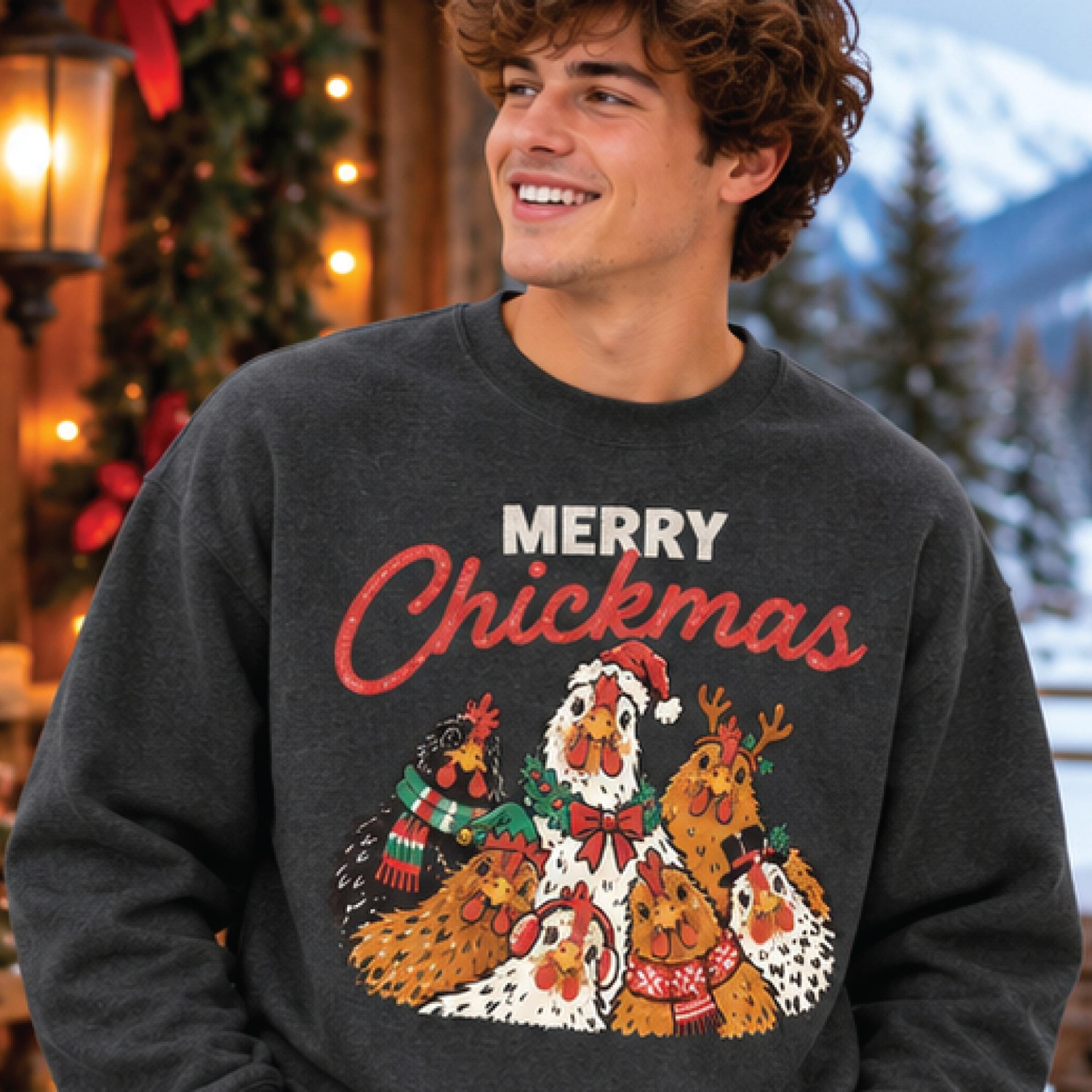 merry chickmas sweatshirt, funny christmas chicken sweater, farm animal holiday graphic, chicken lover gift, unisex