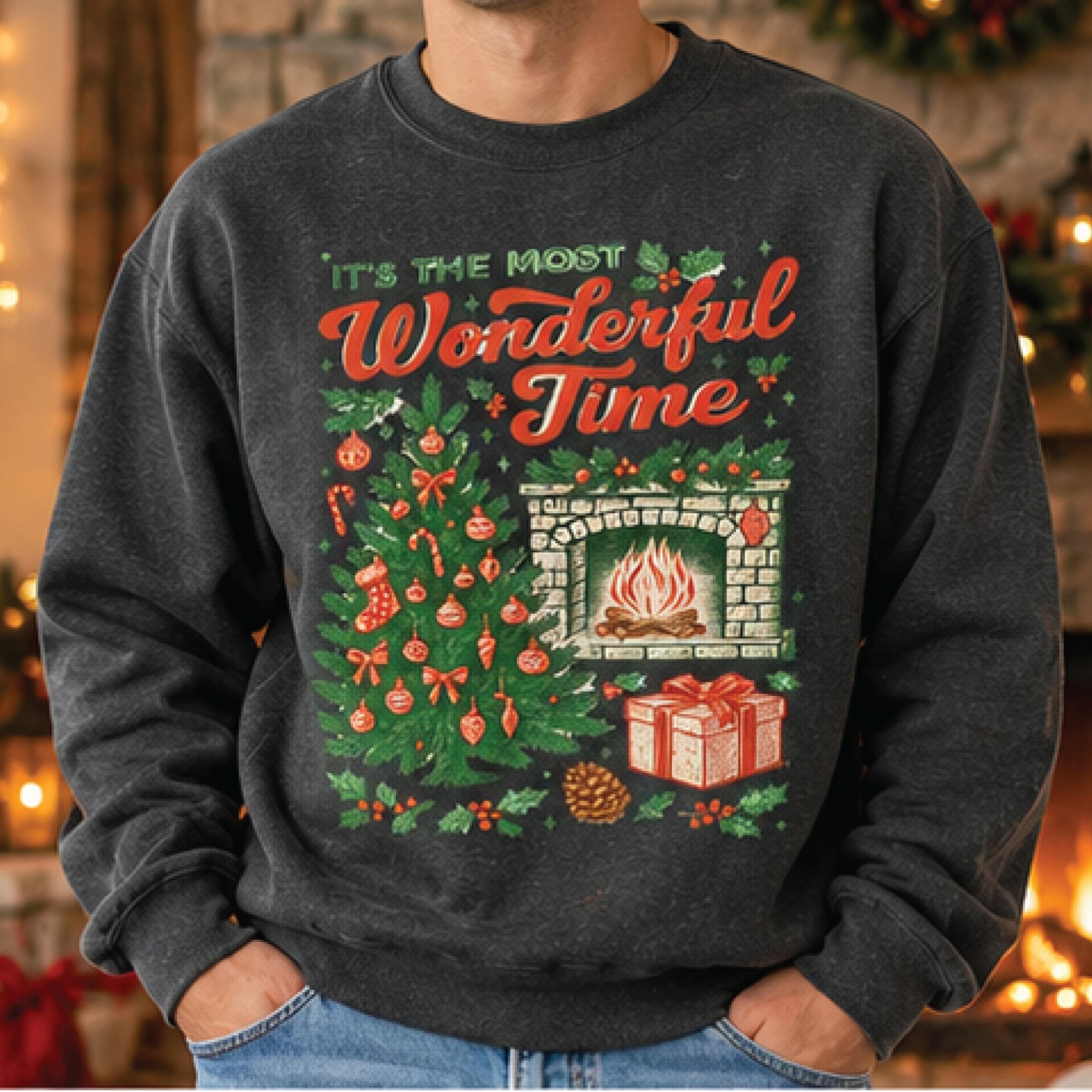 it's the most wonderful time christmas sweatshirt, vintage holiday graphic pullover, cozy festive christmas gift