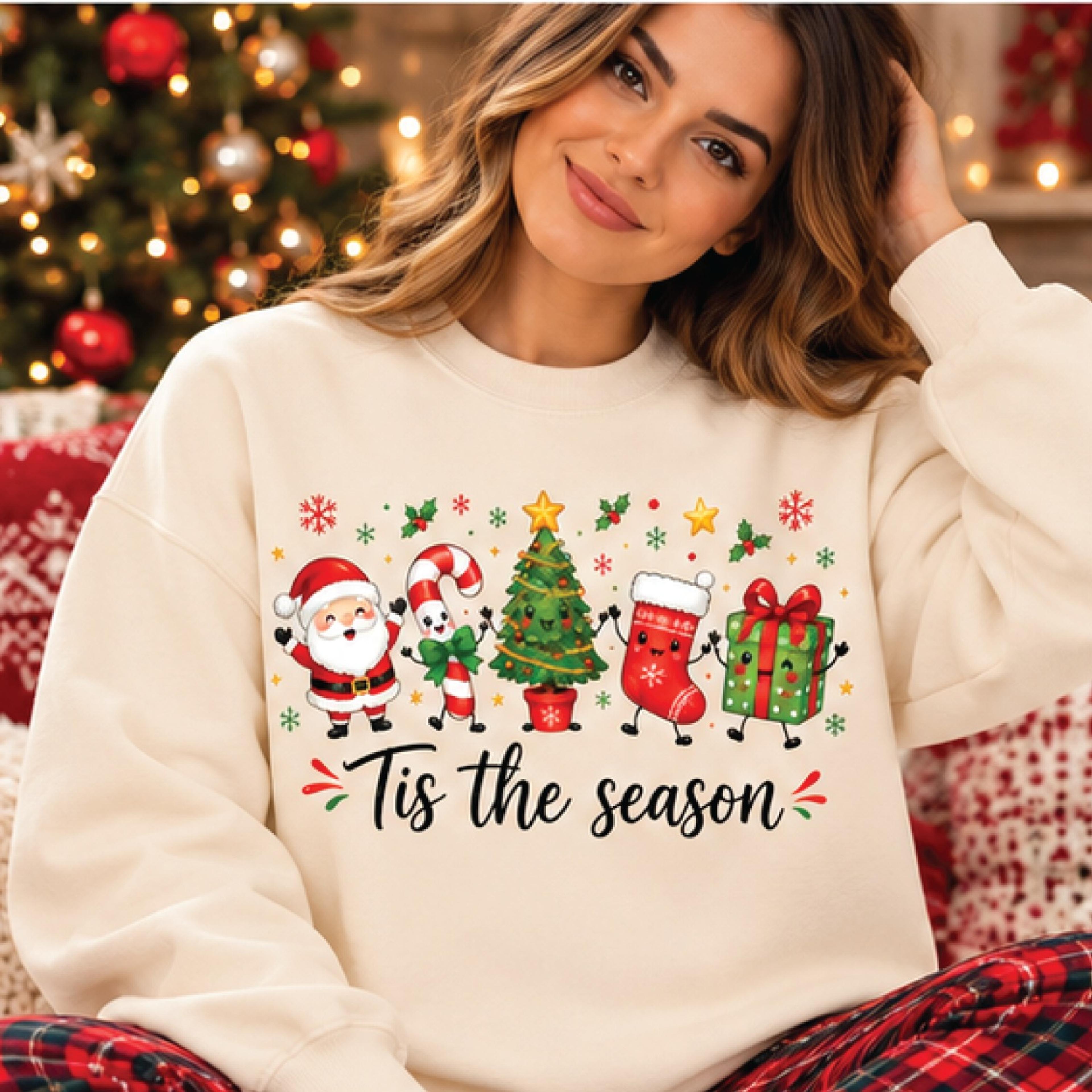 tis the season christmas sweatshirt, cute santa holiday crewneck, festive xmas sweater, unisex christmas gift