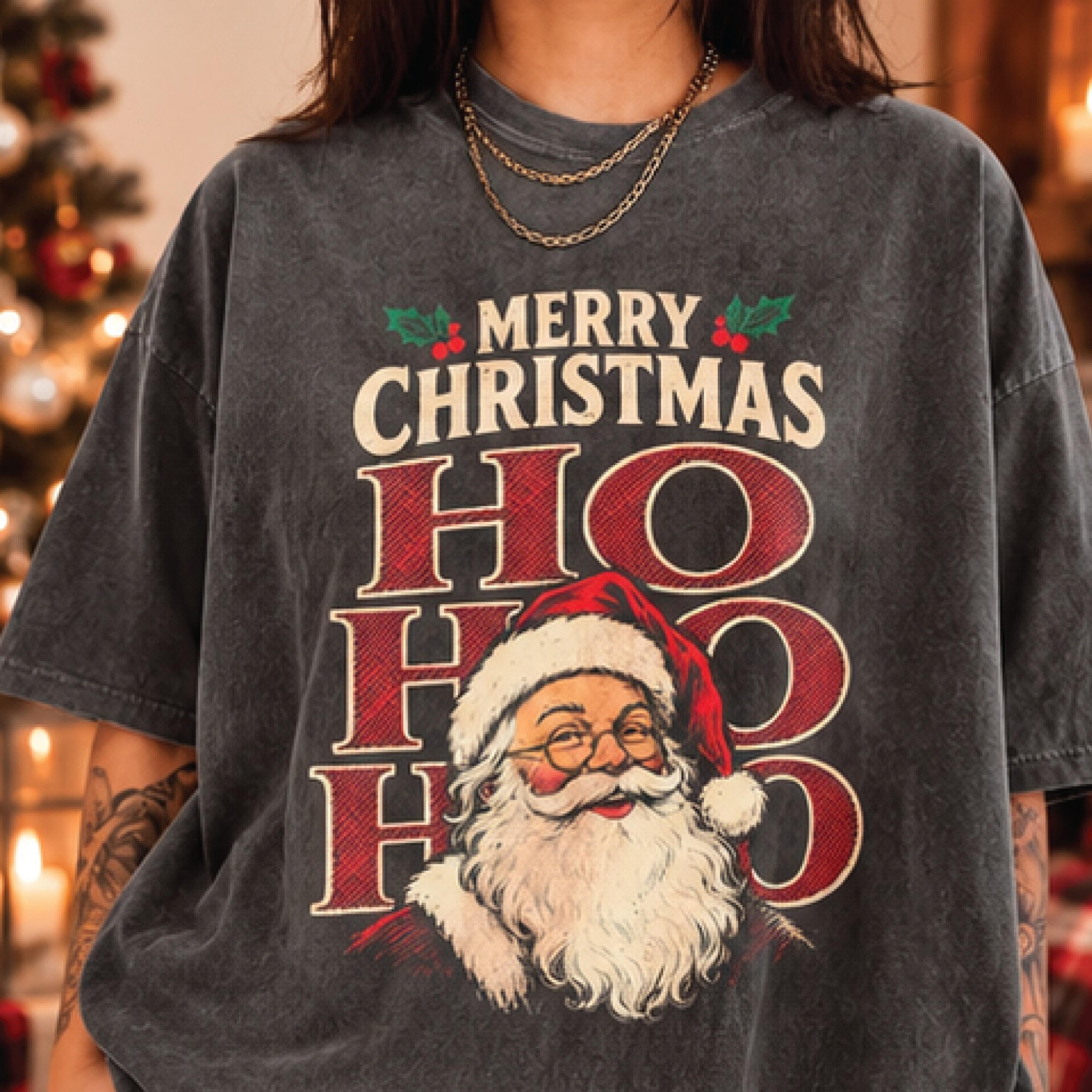 merry christmas ho ho ho santa claus t-shirt, vintage santa graphic tee, retro christmas shirt, funny holiday gift