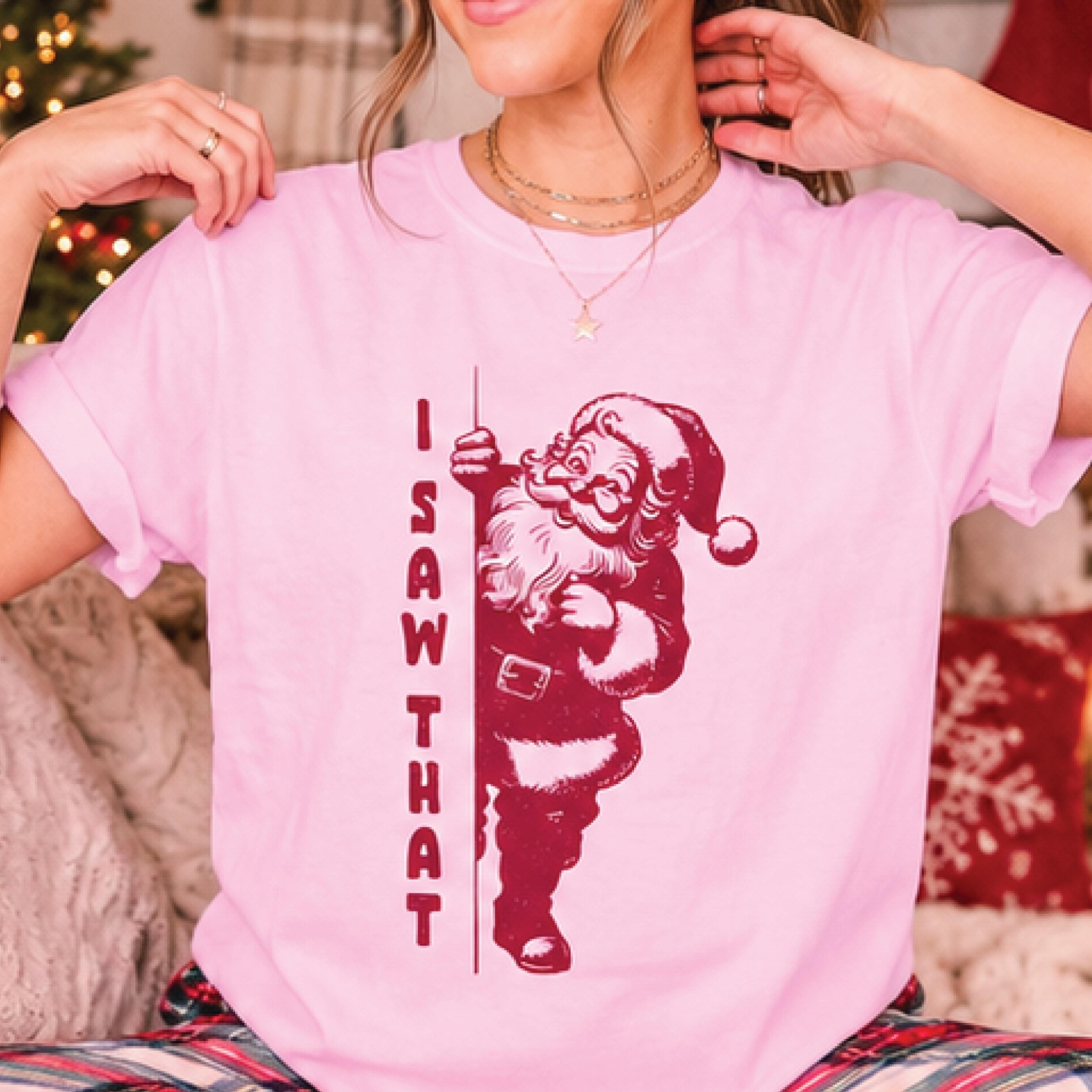 i saw that santa christmas shirt, funny vintage santa claus graphic tee, retro holiday t-shirt, christmas gift for adult