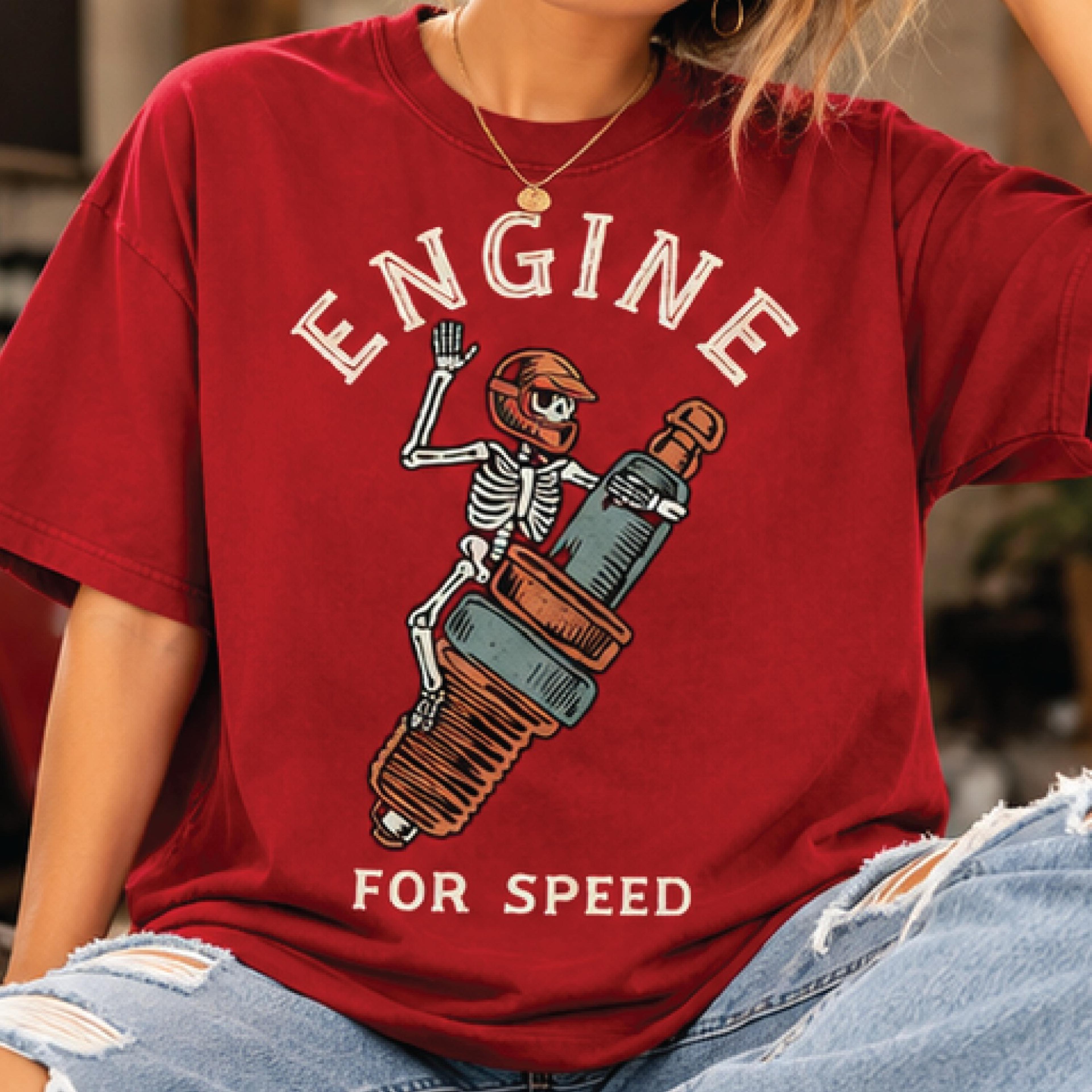 engine for speed skeleton racing t-shirt, funny motorcycle spark plug graphic tee, vintage biker shirt, gift for racers