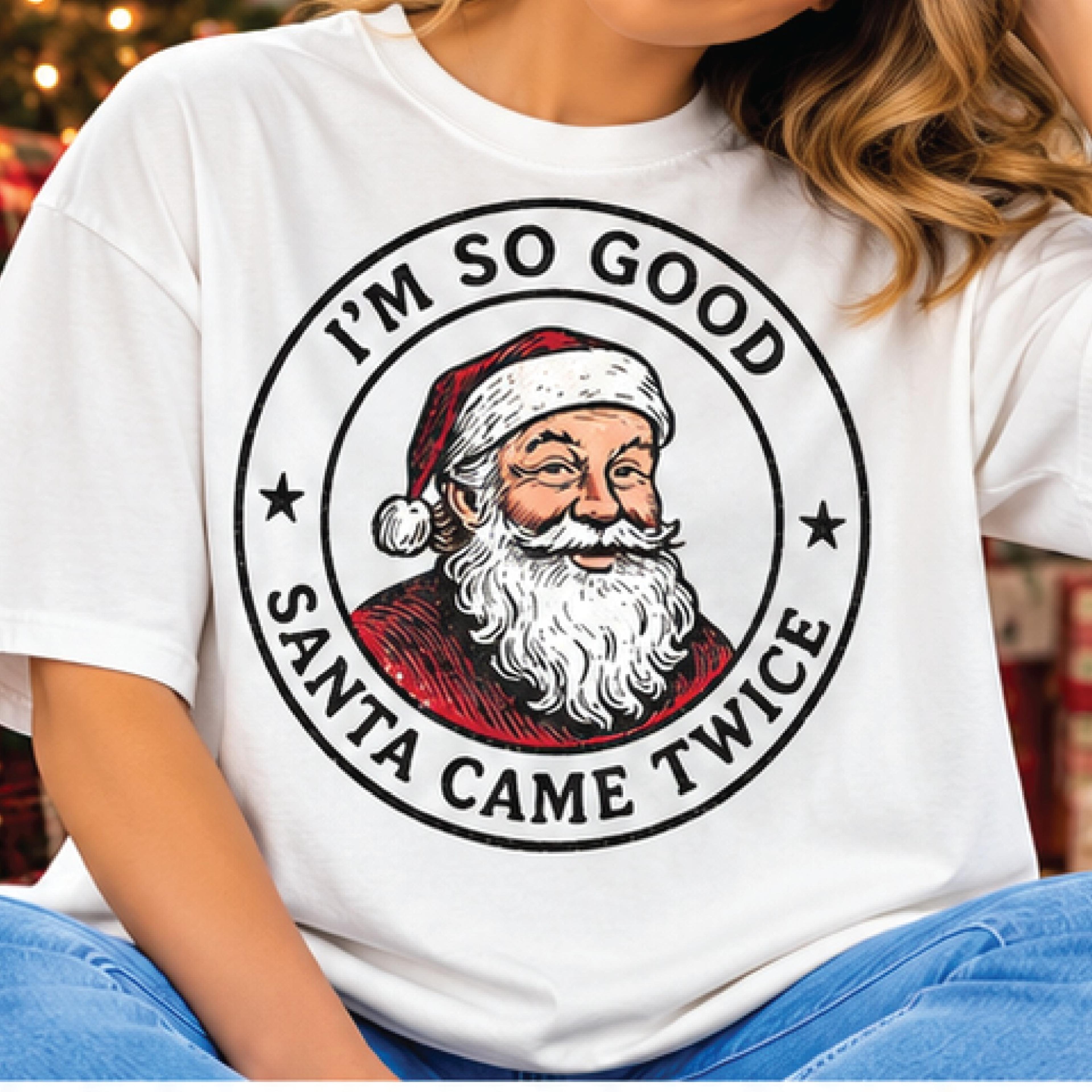 i'm so good santa came twice shirt, funny adult christmas t-shirt, vintage santa graphic tee, naughty holiday humor gift