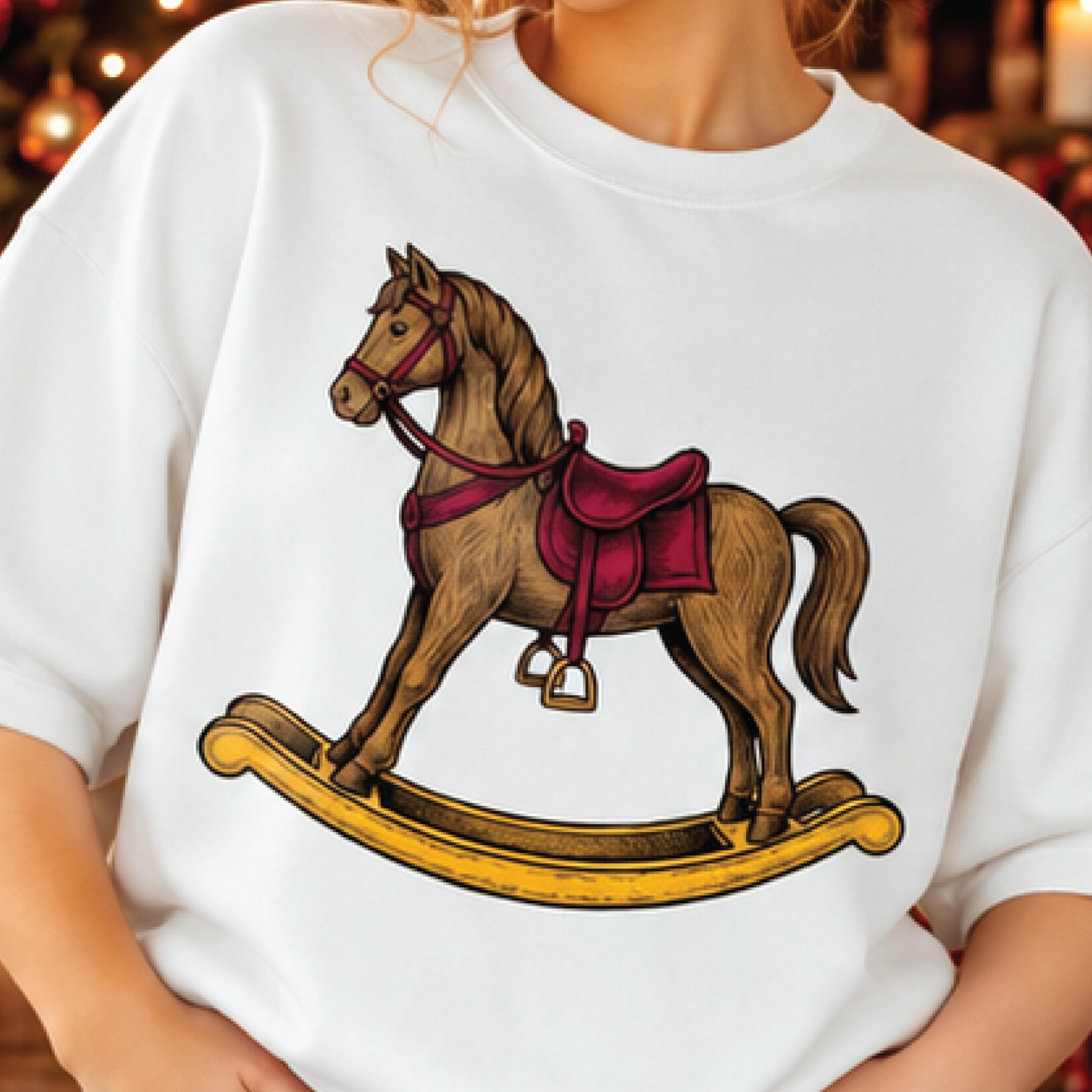 vintage rocking horse christmas shirt, classic holiday horse graphic tee, nostalgic christmas gift for horse lovers