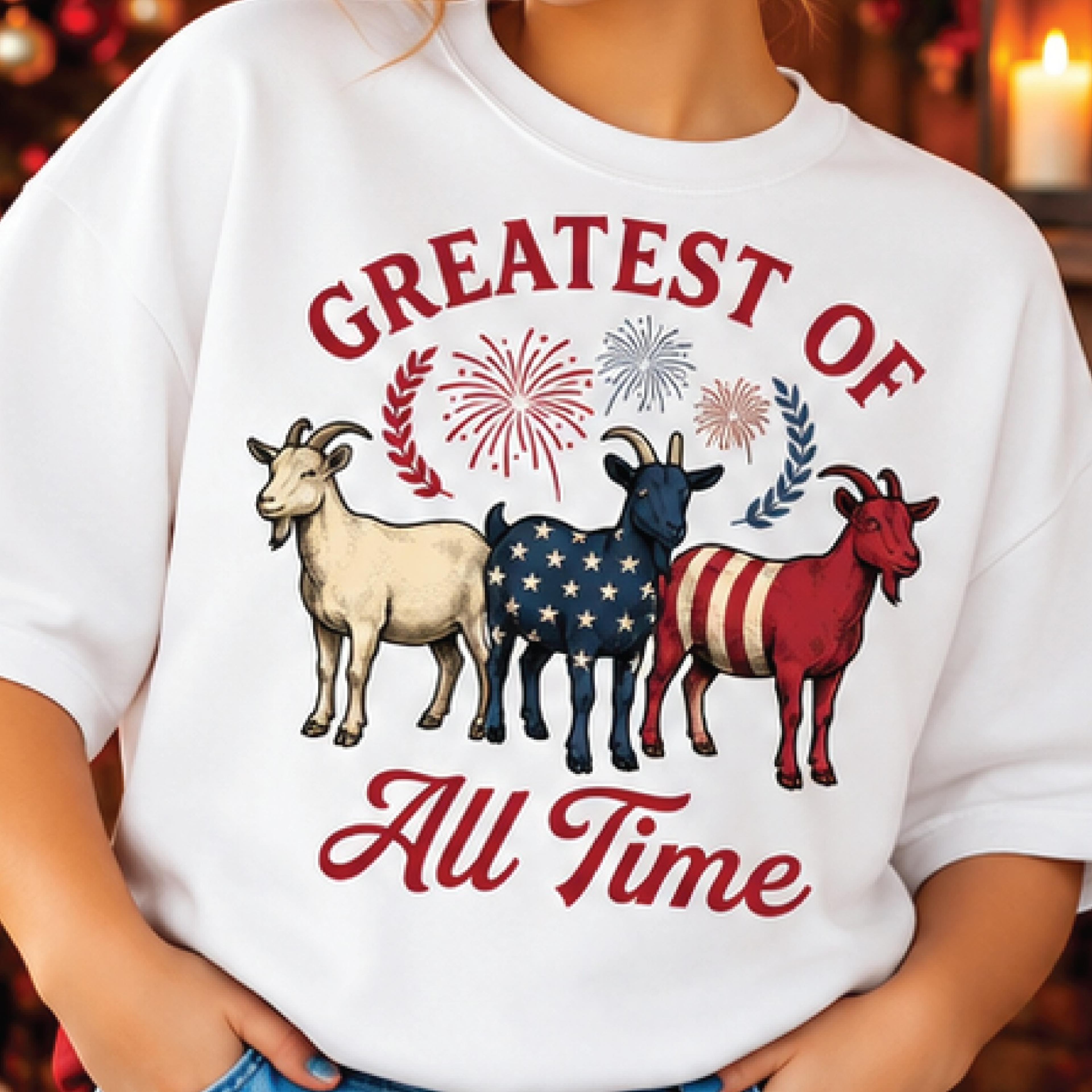 greatest of all time goat shirt, patriotic 4th of july graphic tee, funny american flag goat t shirt, independence day