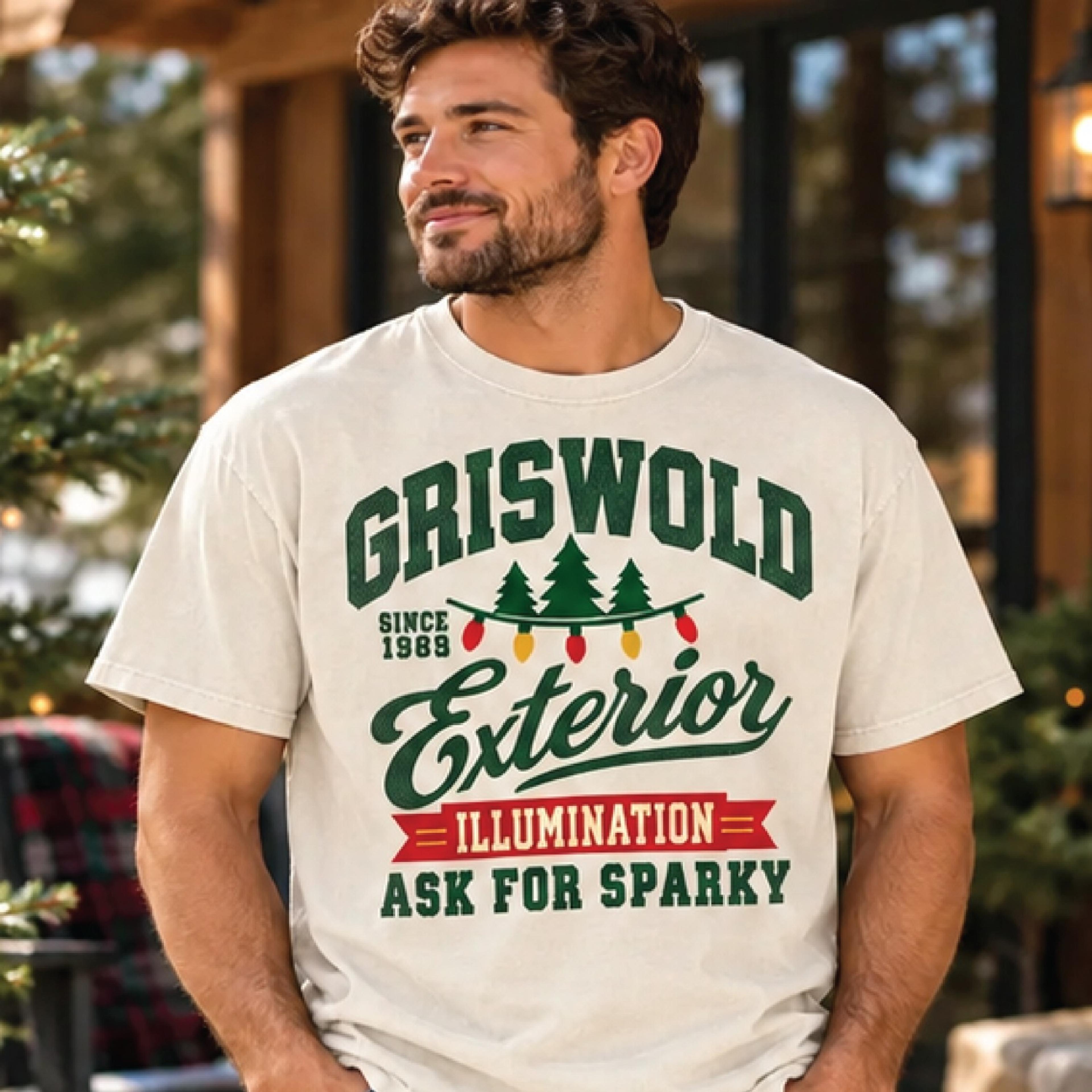 griswold exterior illumination christmas shirt, funny ask for sparky holiday movie tee, retro christmas family gift