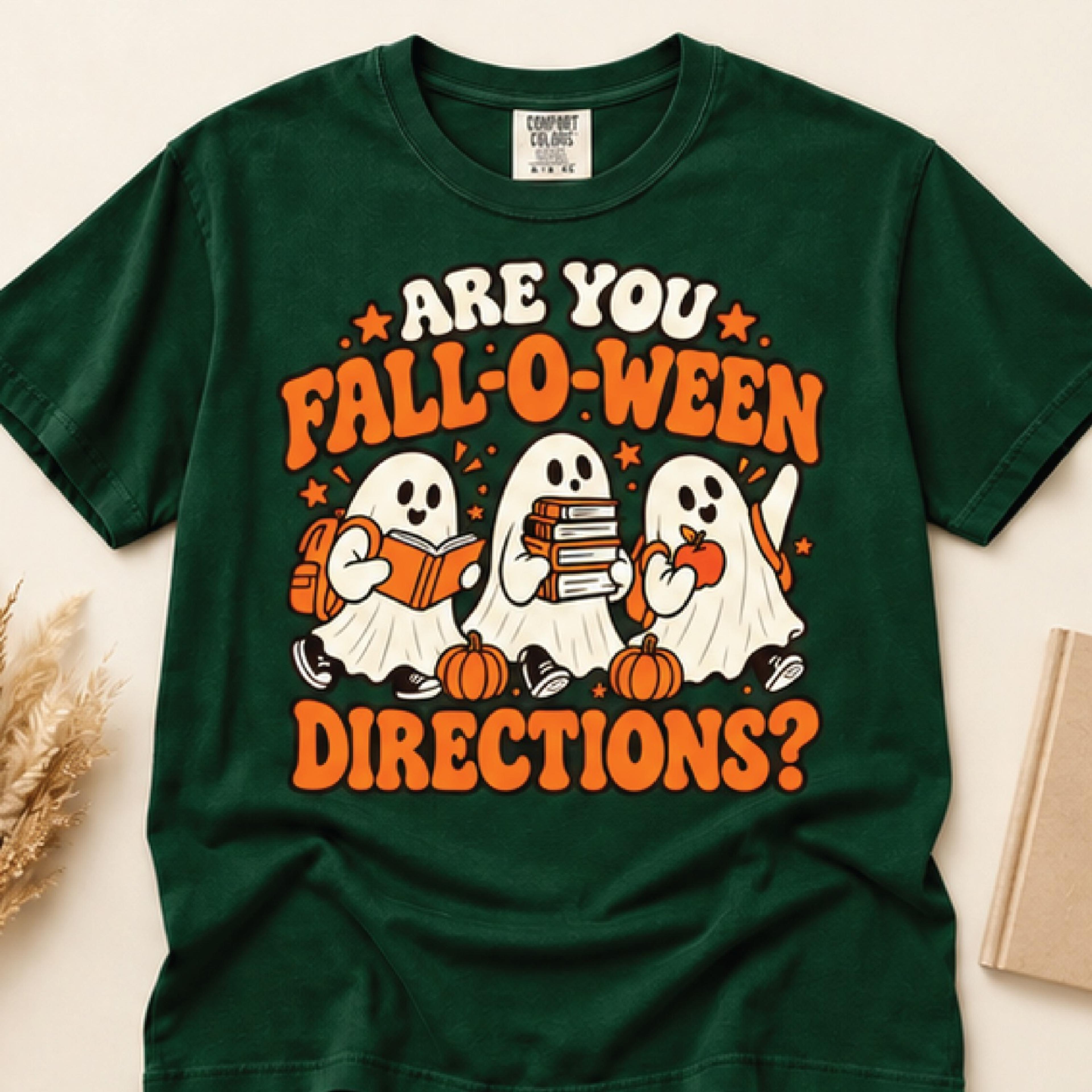 are you fall o ween directions shirt, cute ghost reading halloween graphic tee, funny fall book lover gift