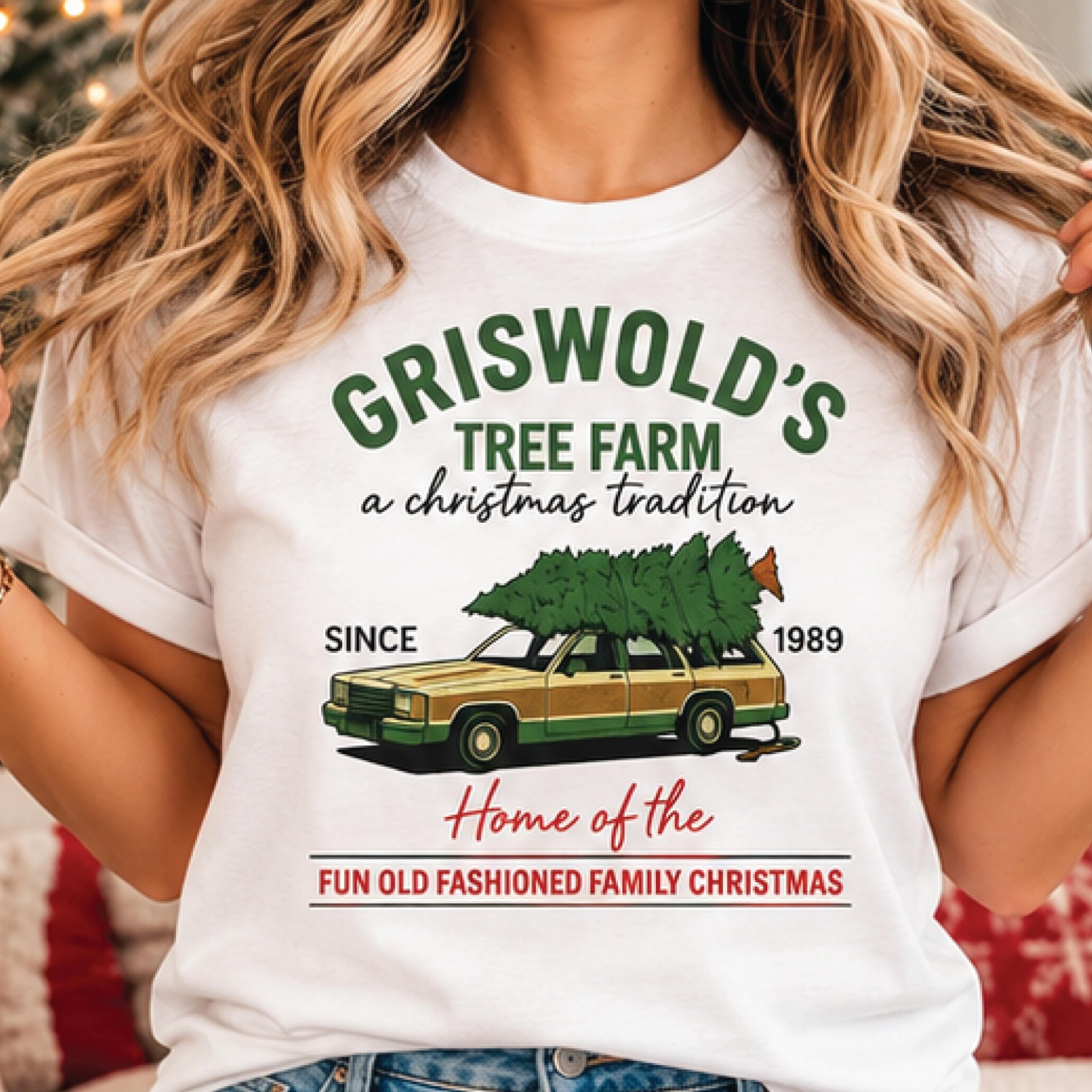 griswold's tree farm christmas shirt, funny christmas vacation family tee, retro station wagon holiday movie gift