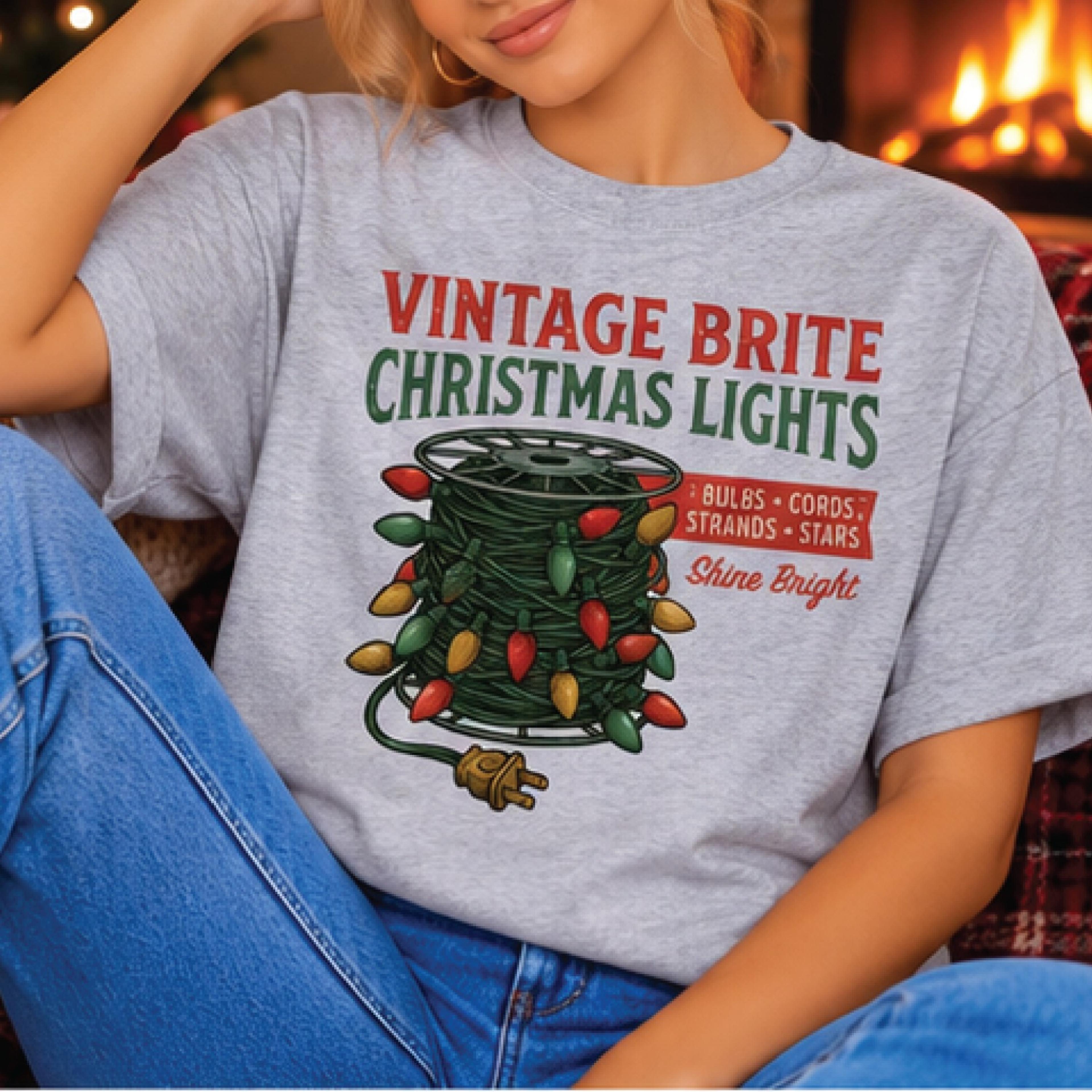 vintage brite christmas lights shirt, retro holiday graphic tee, funny christmas light spool t-shirt, festive xmas gift