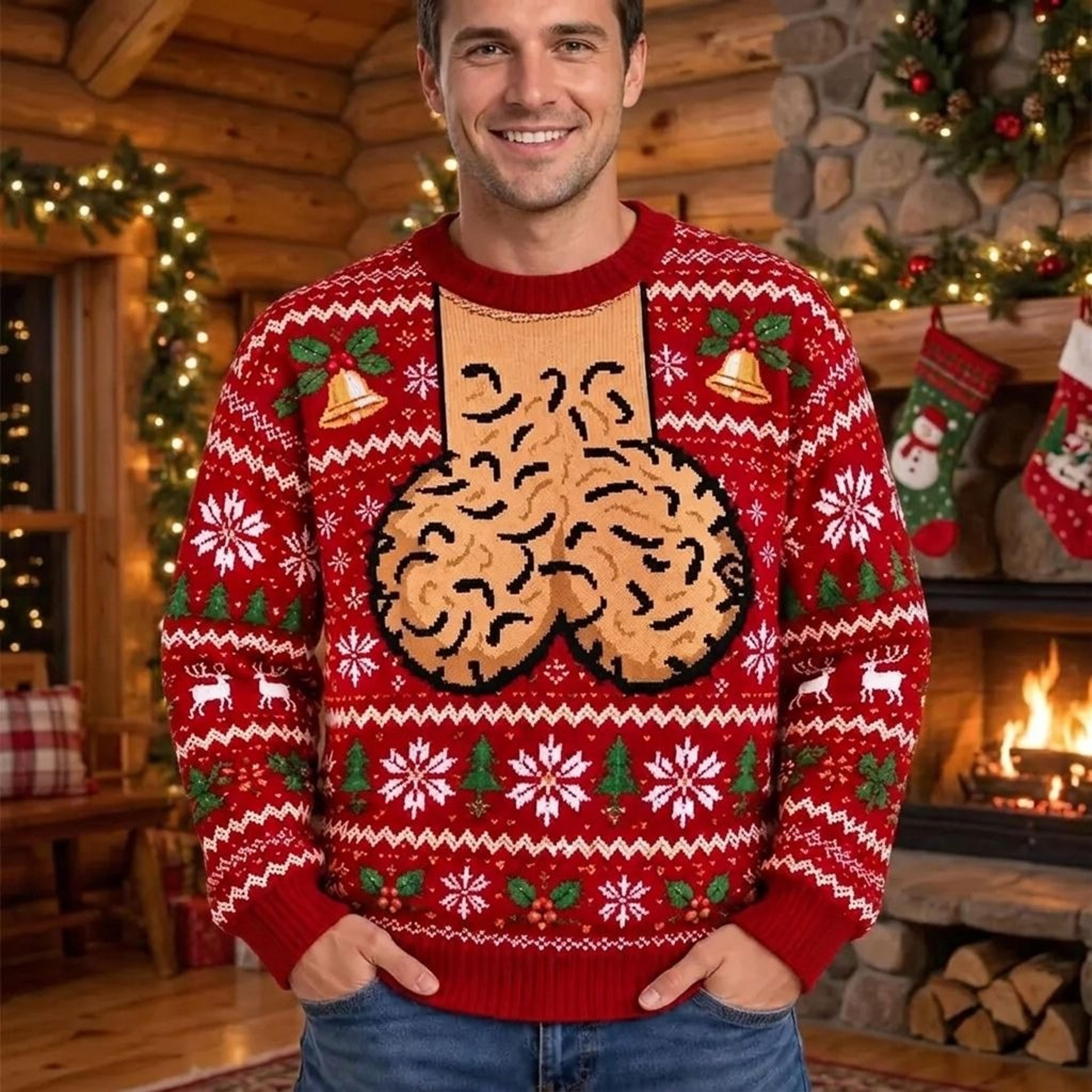 funny christmas ugly sweater, adult humor nuts christmas sweatshirt, naughty holiday party jumper, unisex xmas gift