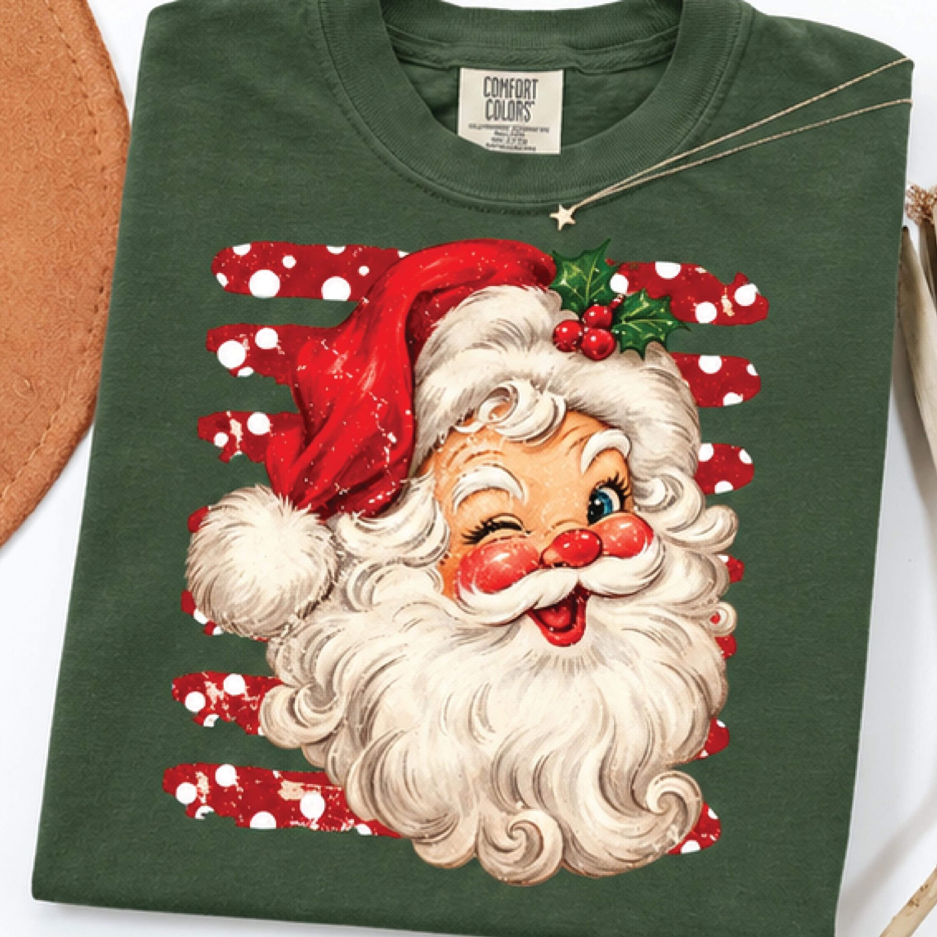 vintage santa claus christmas t-shirt, retro winking santa graphic tee, cute holly jolly holiday shirt, christmas gift