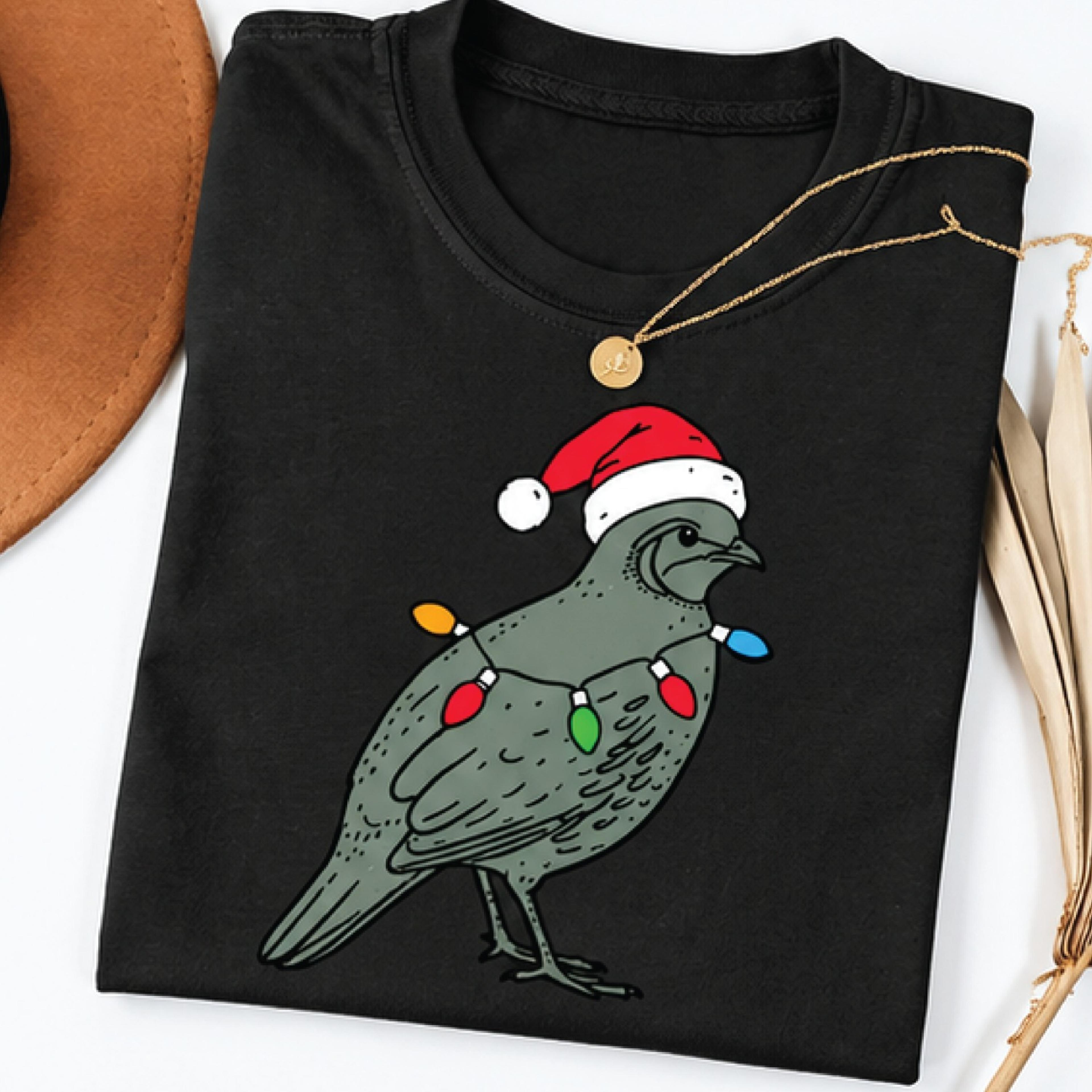 christmas pigeon t-shirt, funny santa hat bird graphic tee, festive pigeon with christmas lights shirt, bird lover