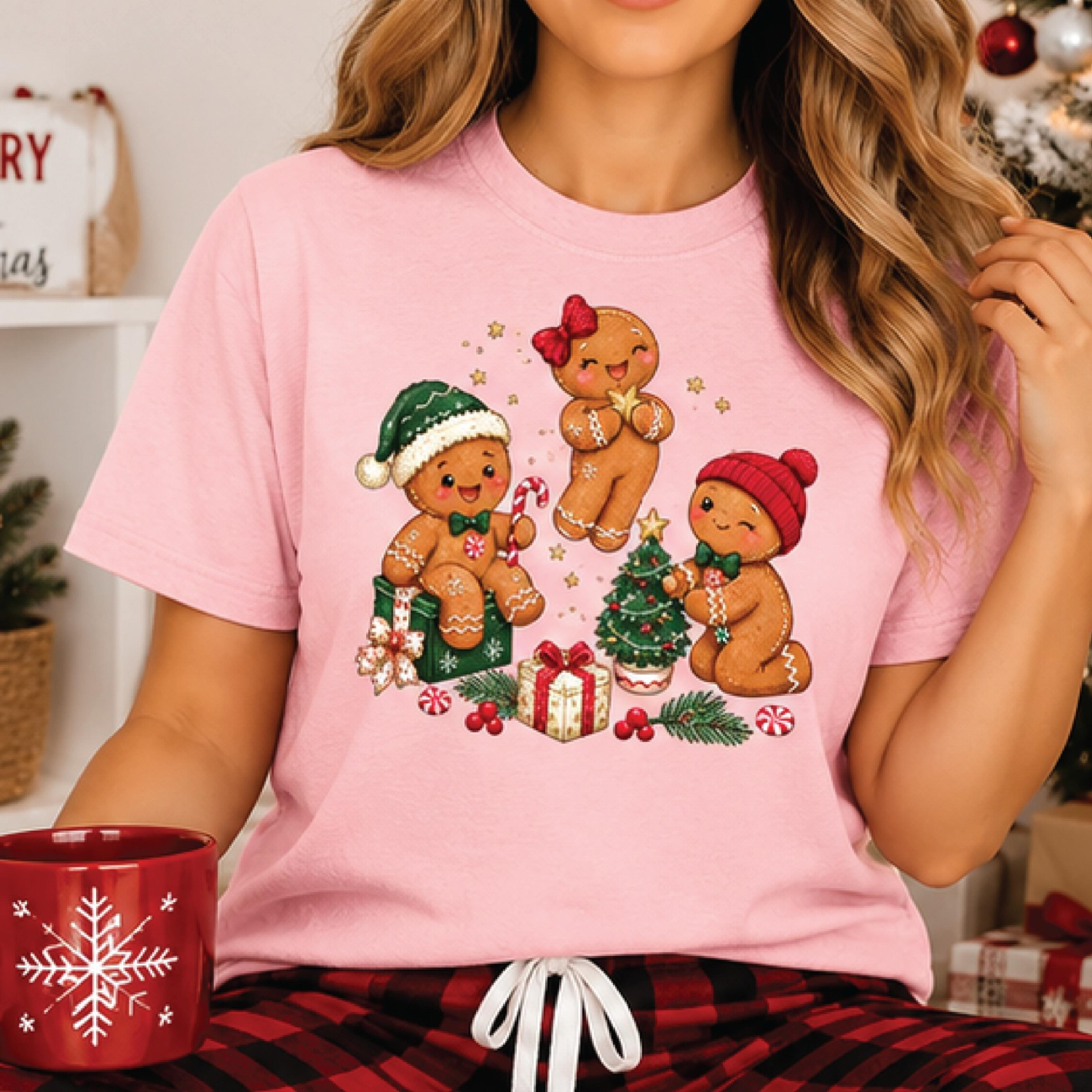 christmas gingerbread sweatshirt, cute gingerbread friends holiday graphic, festive cookie design, unisex christmas crew