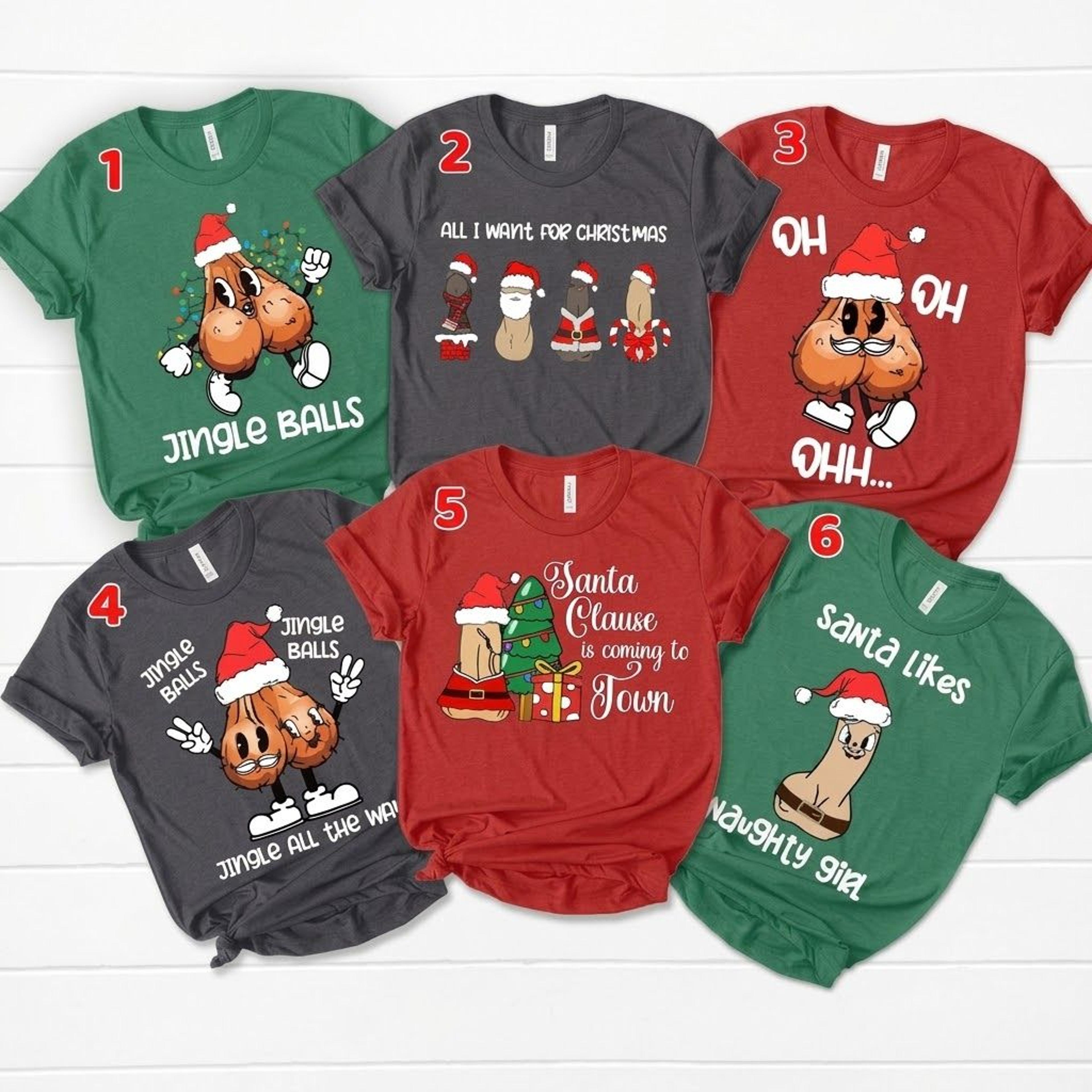 funny adult christmas shirts, naughty holiday graphic tees, jingle balls shirt, santa humor t-shirt, christmas party