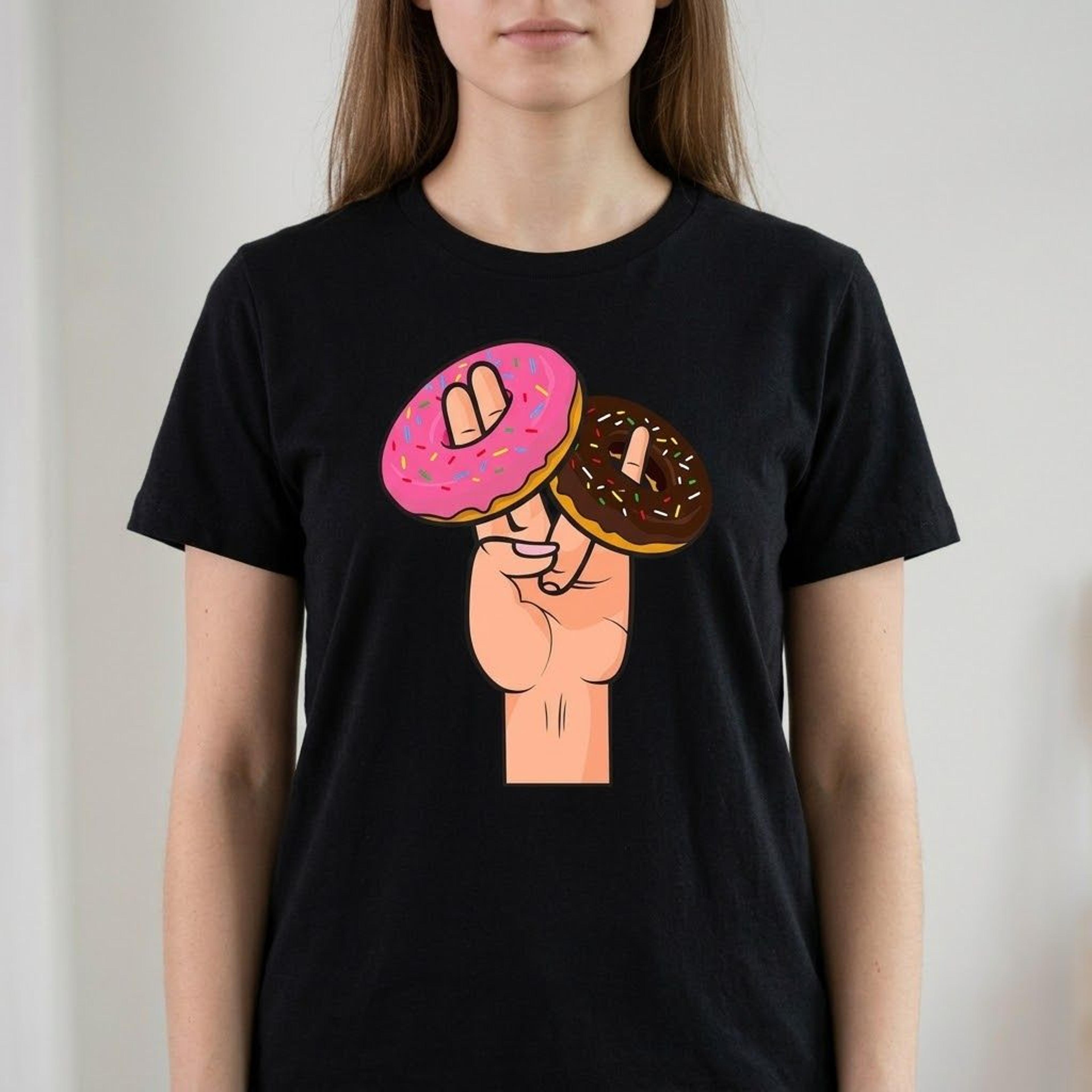 funny donut sweatshirt, double donut hand gesture graphic, cute sprinkles dessert lover sweatshirt, unisex adult foodie