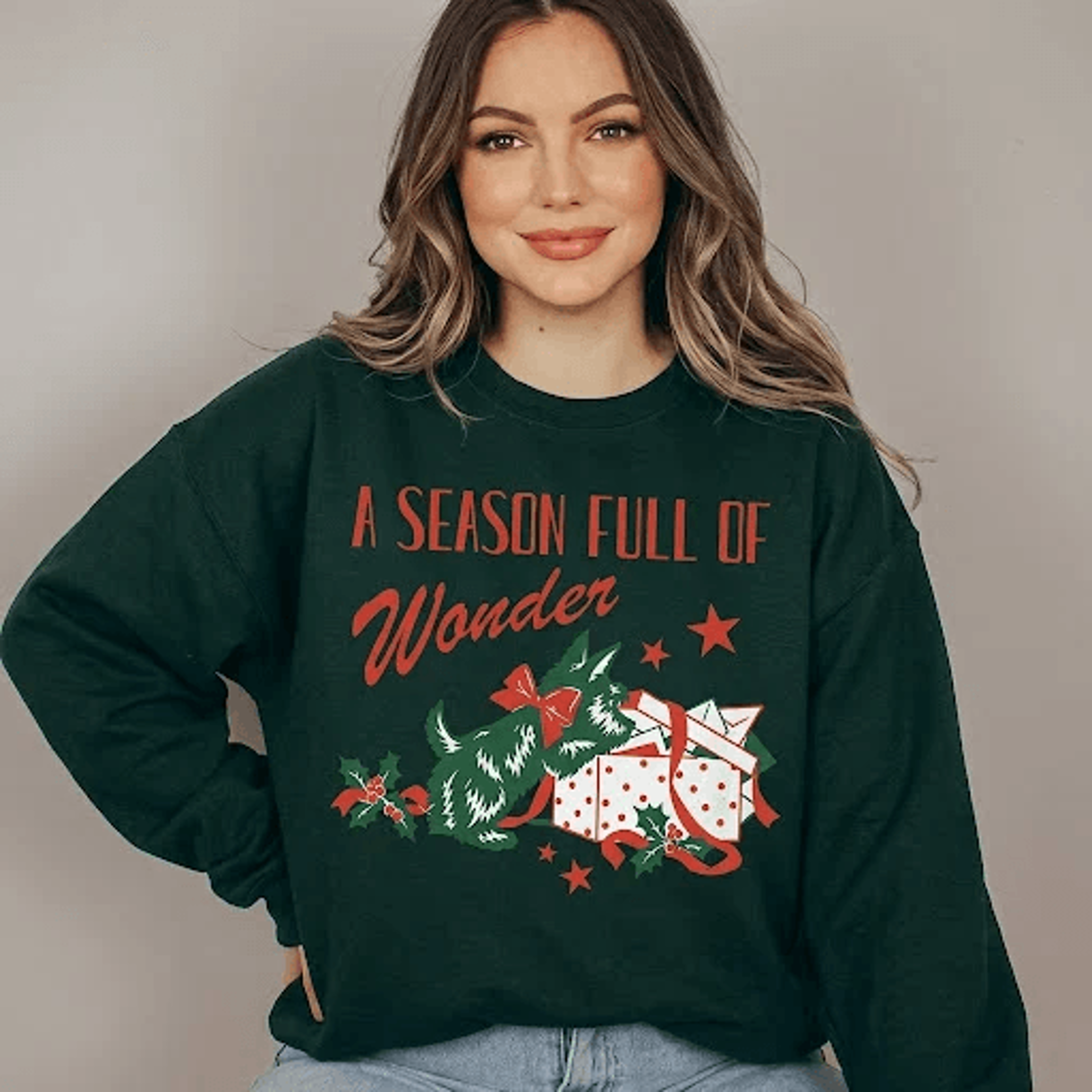 a season full of wonder christmas sweatshirt, vintage holiday bunny graphic, cute rabbit christmas gift, unisex festive
