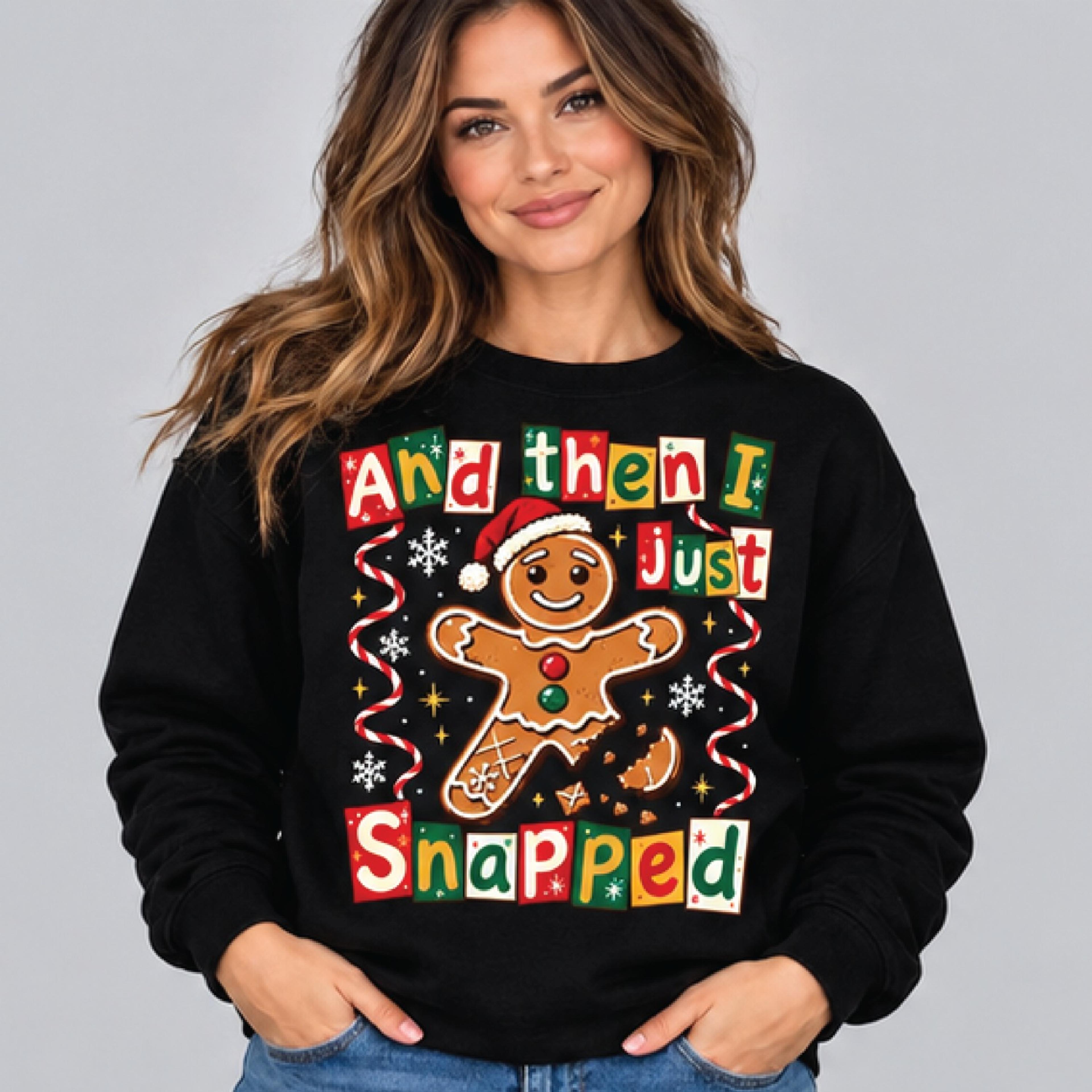 and then i just snapped christmas sweatshirt, funny gingerbread man holiday pullover, cute christmas baking gift
