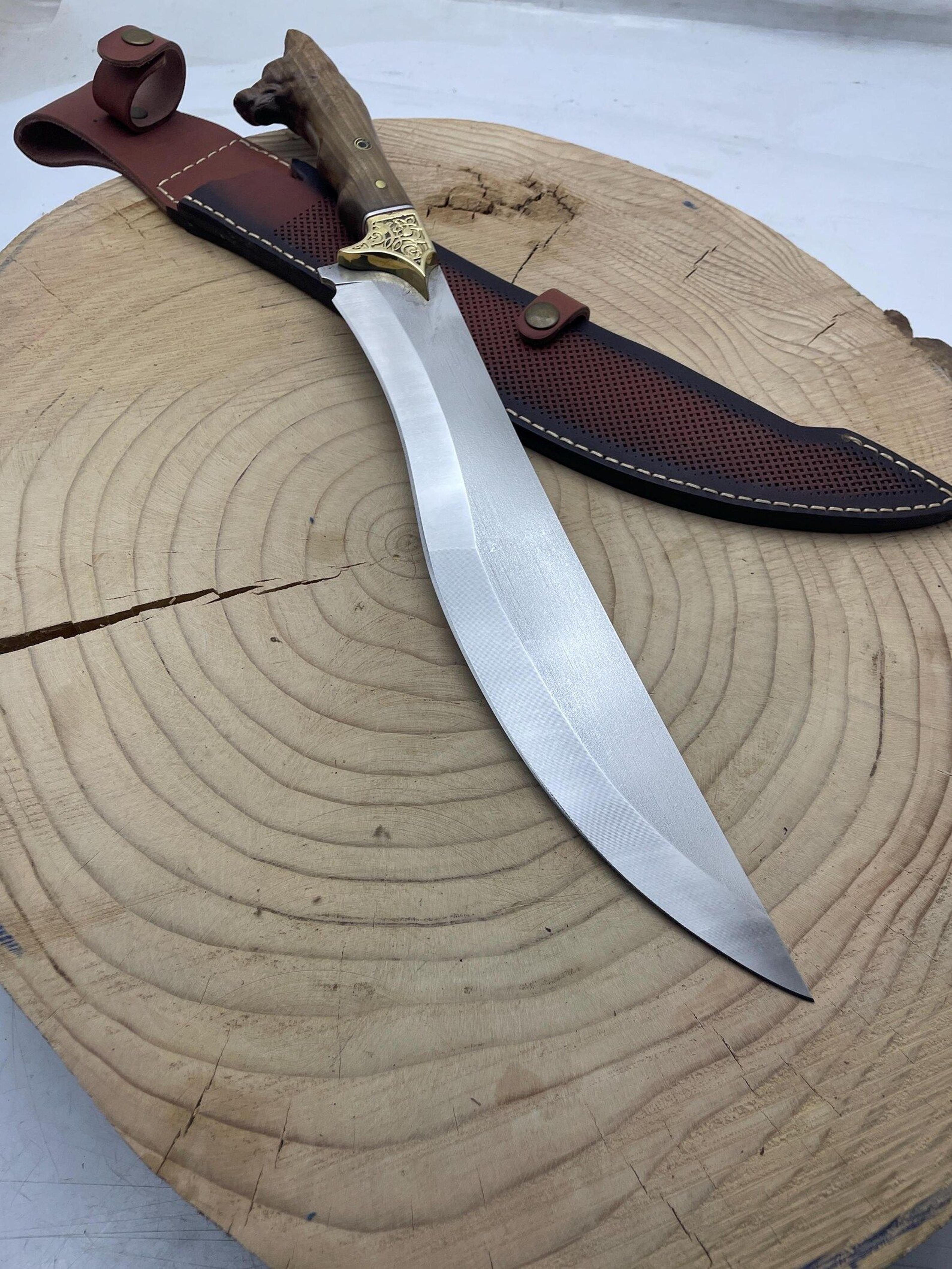 grand way personalized bushcraft machete - engraved camping knife with leather sheath - perfect gift for outdoor