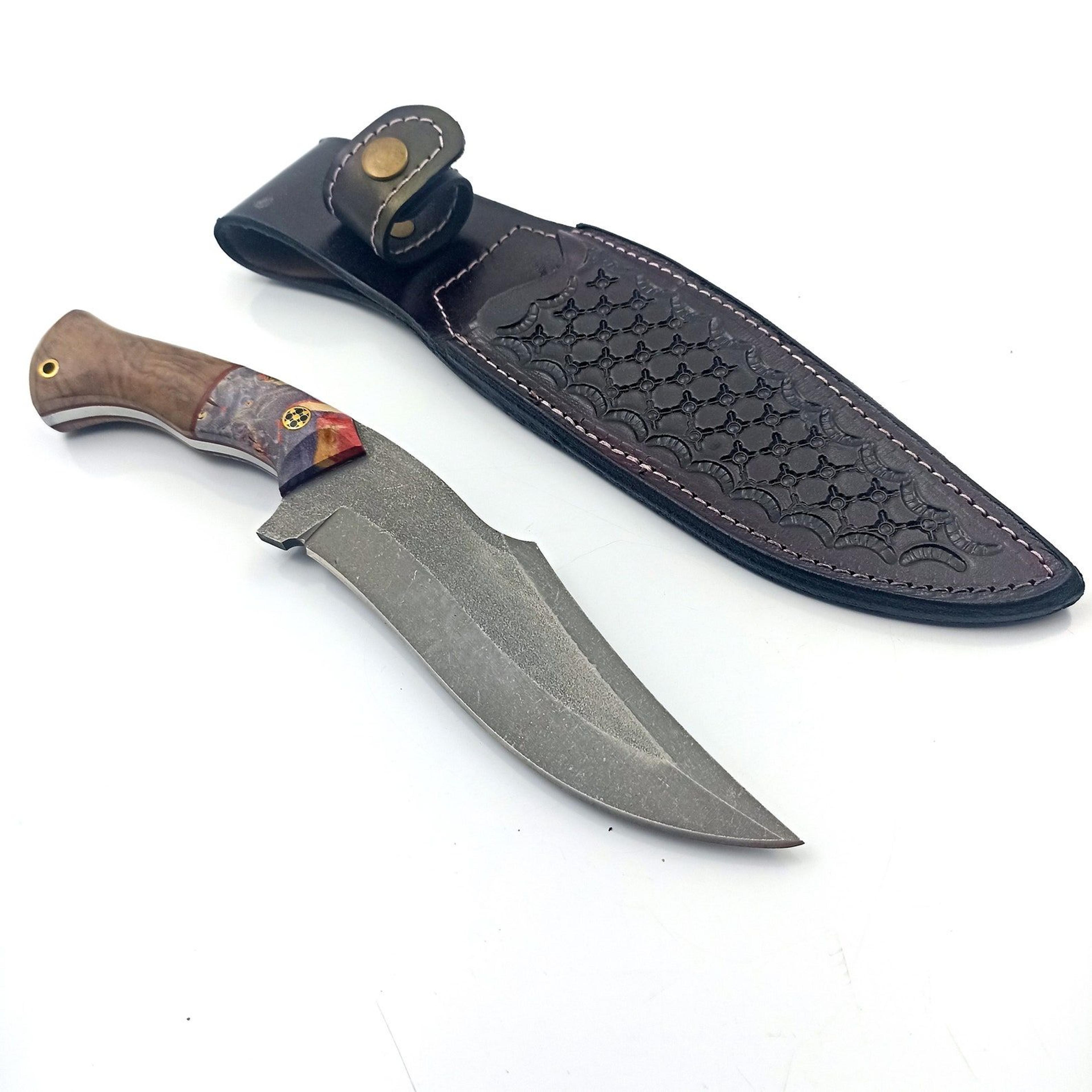 custom machete knife with leather sheath, 440c steel - best survival tool for camping, hiking, and hunting