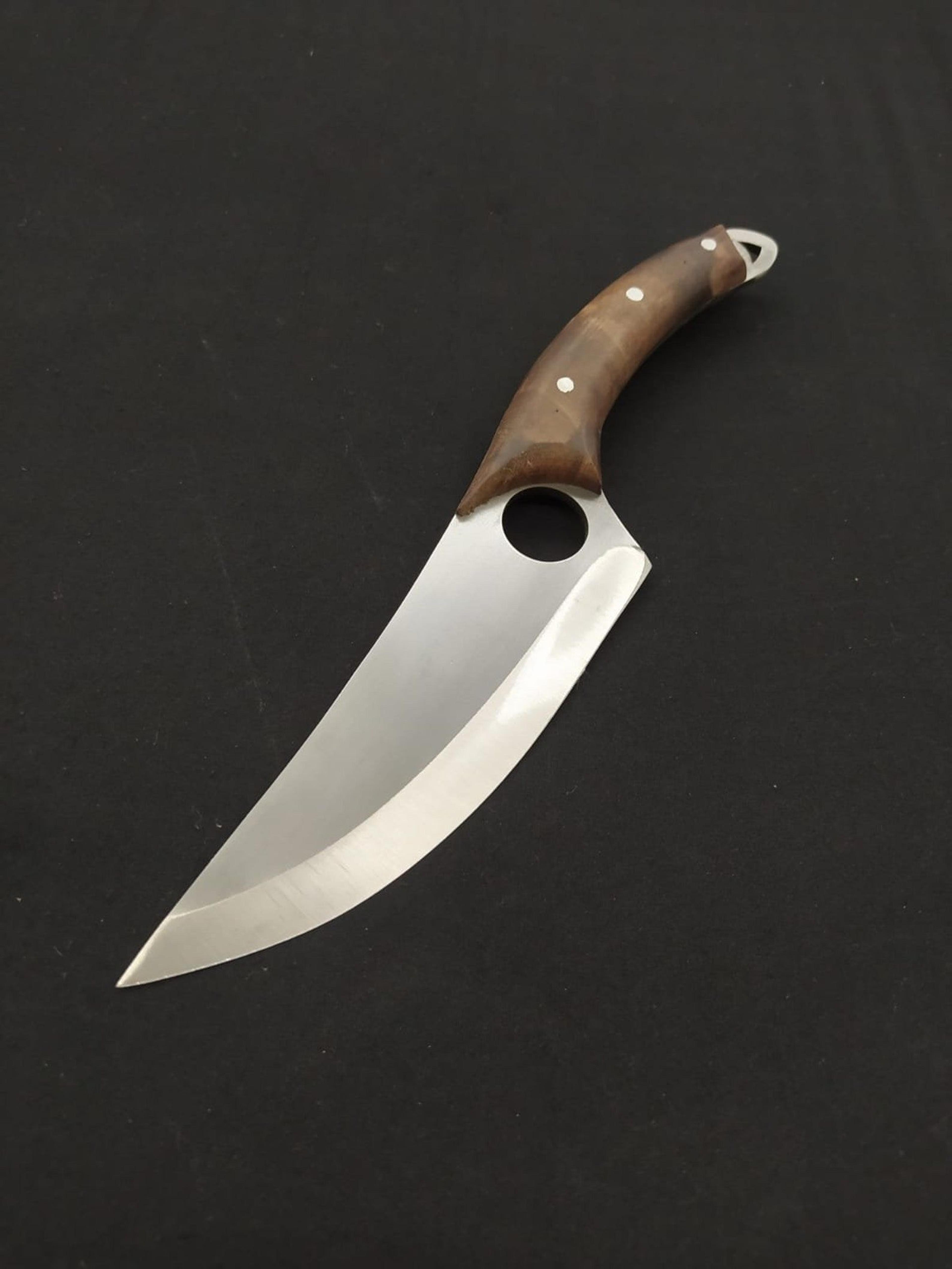 high-quality stainless steel knife with walnut handle and leather sheath - perfect groomsmen gift for hunters