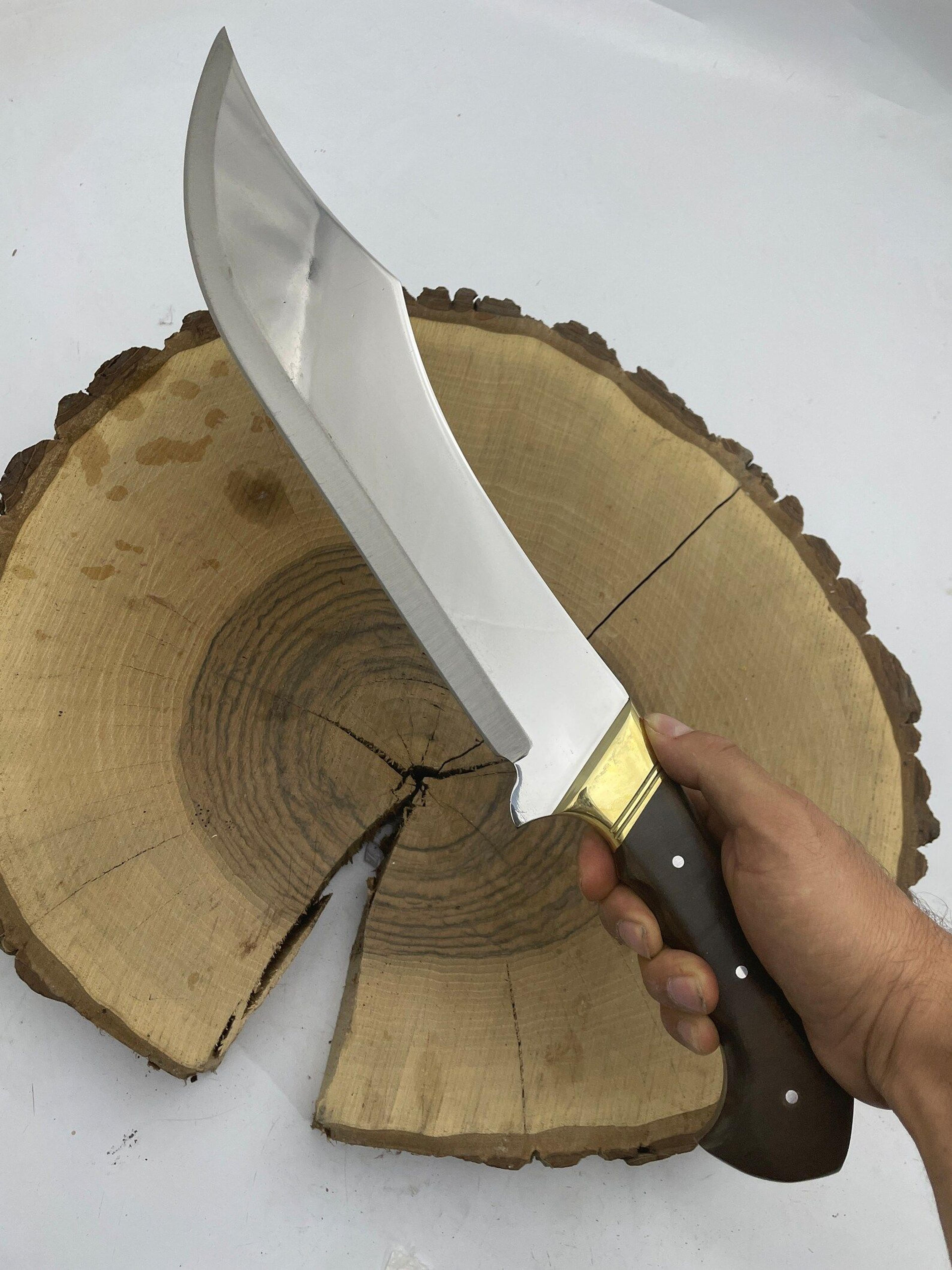 handmade kukri hunting knife 4116 stainless steel walnut wood handle with leather sheath