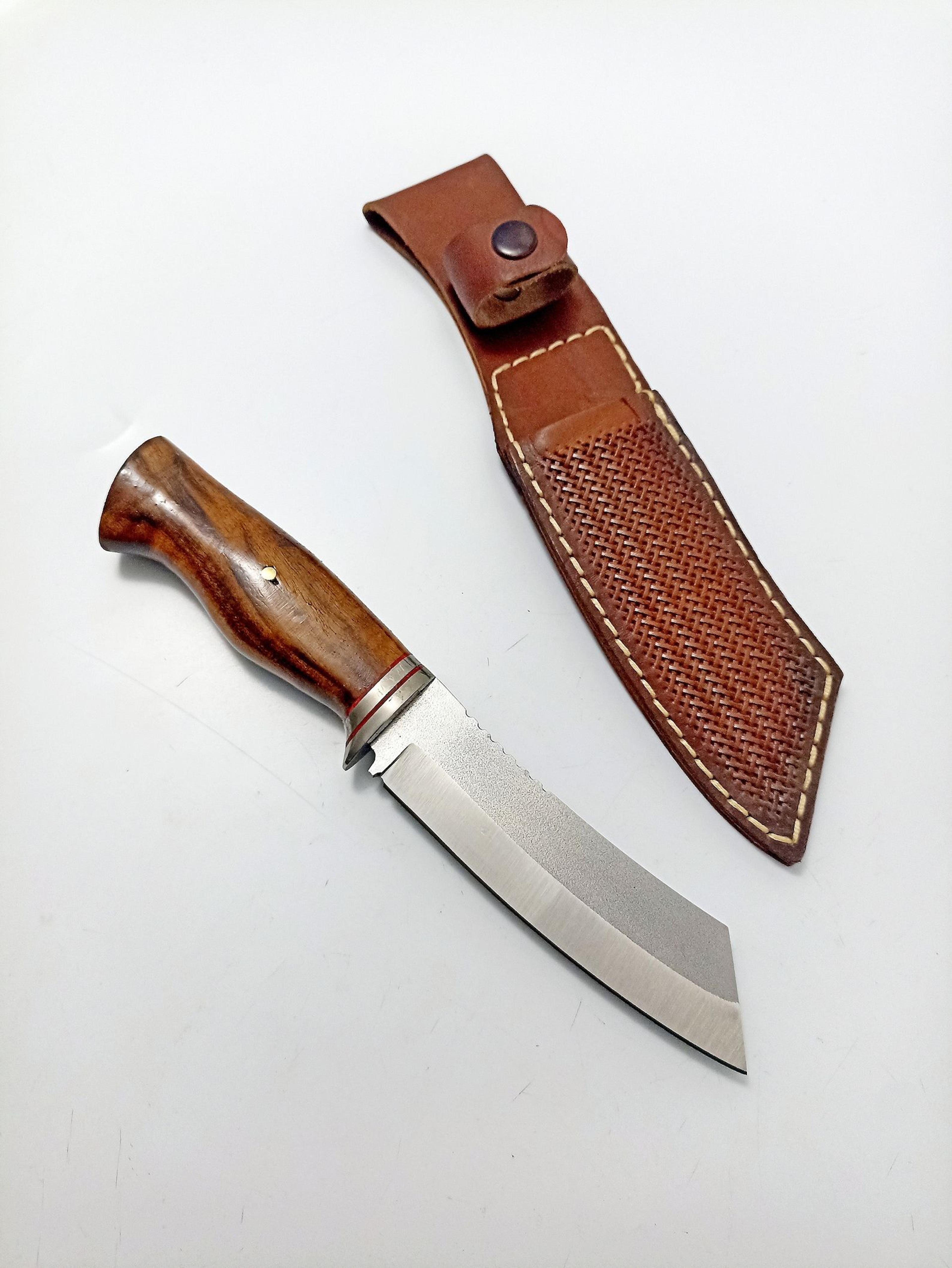 handmade tanto knife with 4116 stainless steel blade and walnut wood handle - perfect for camping, hiking, and survival