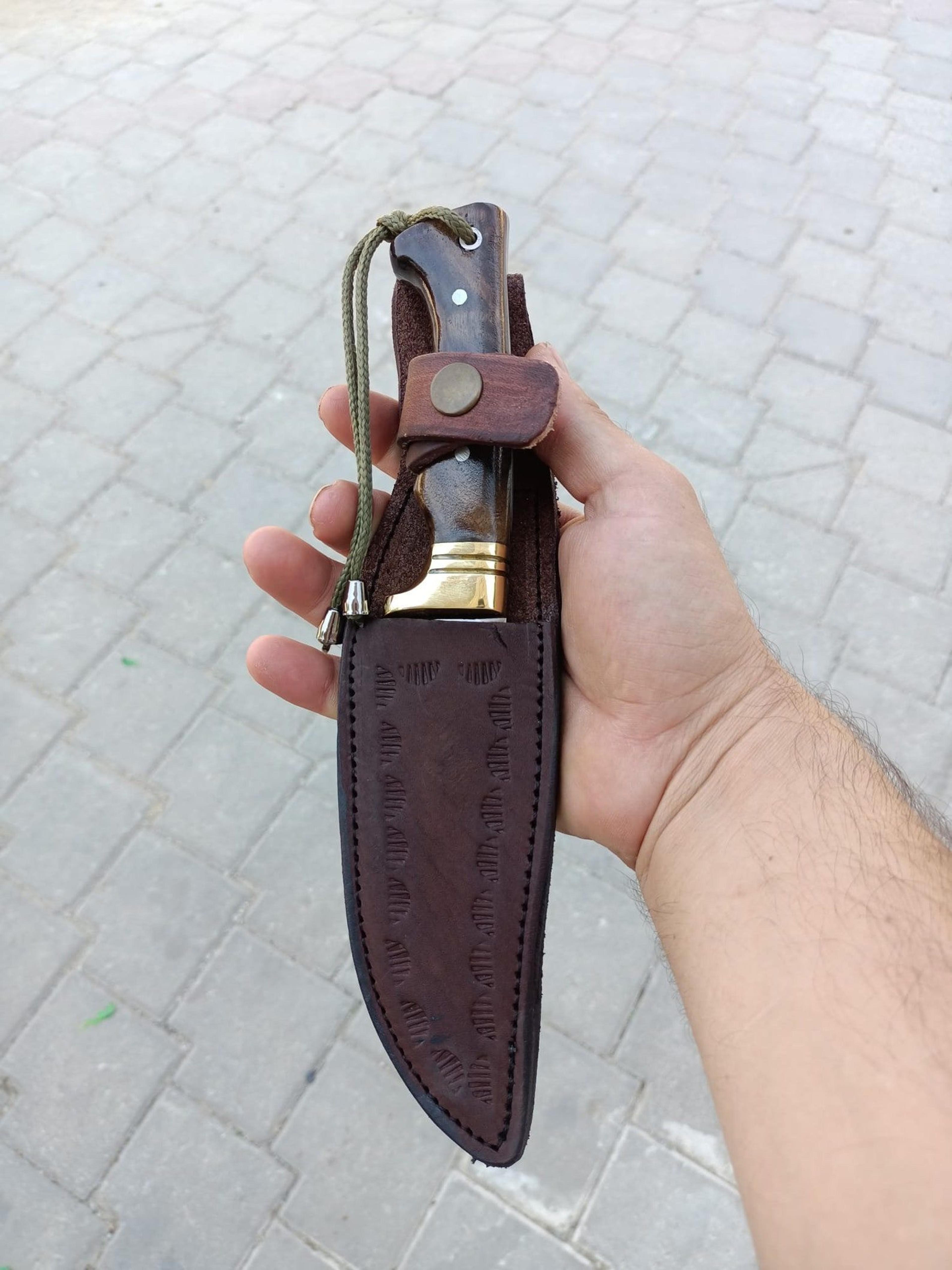 engraved full tang hunting knife with 4034 german steel blade and walnut handle for outdoor enthusiasts and camping love