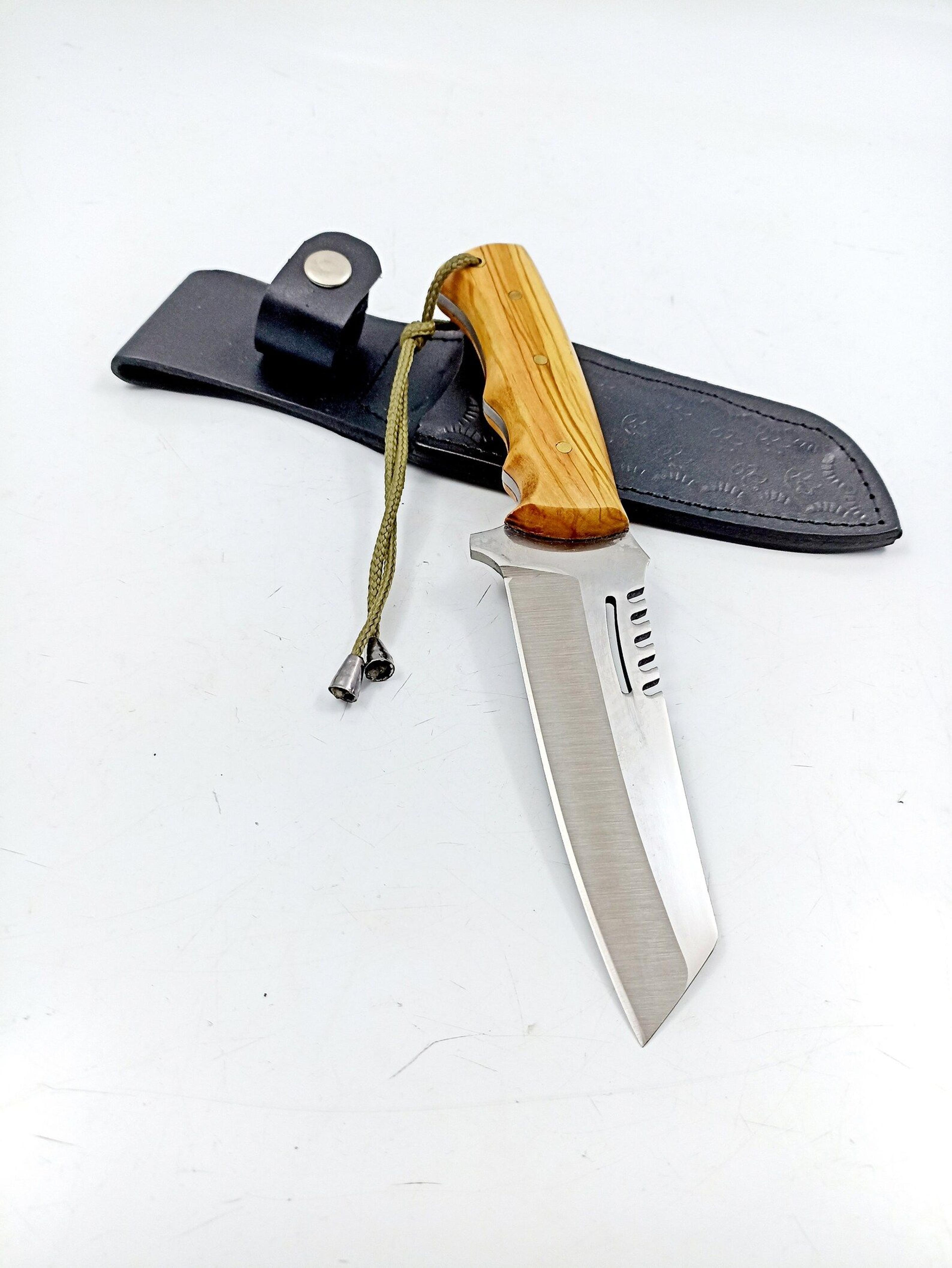 handmade engraved tactical knife with walnut grip - perfect gift for outdoor enthusiasts